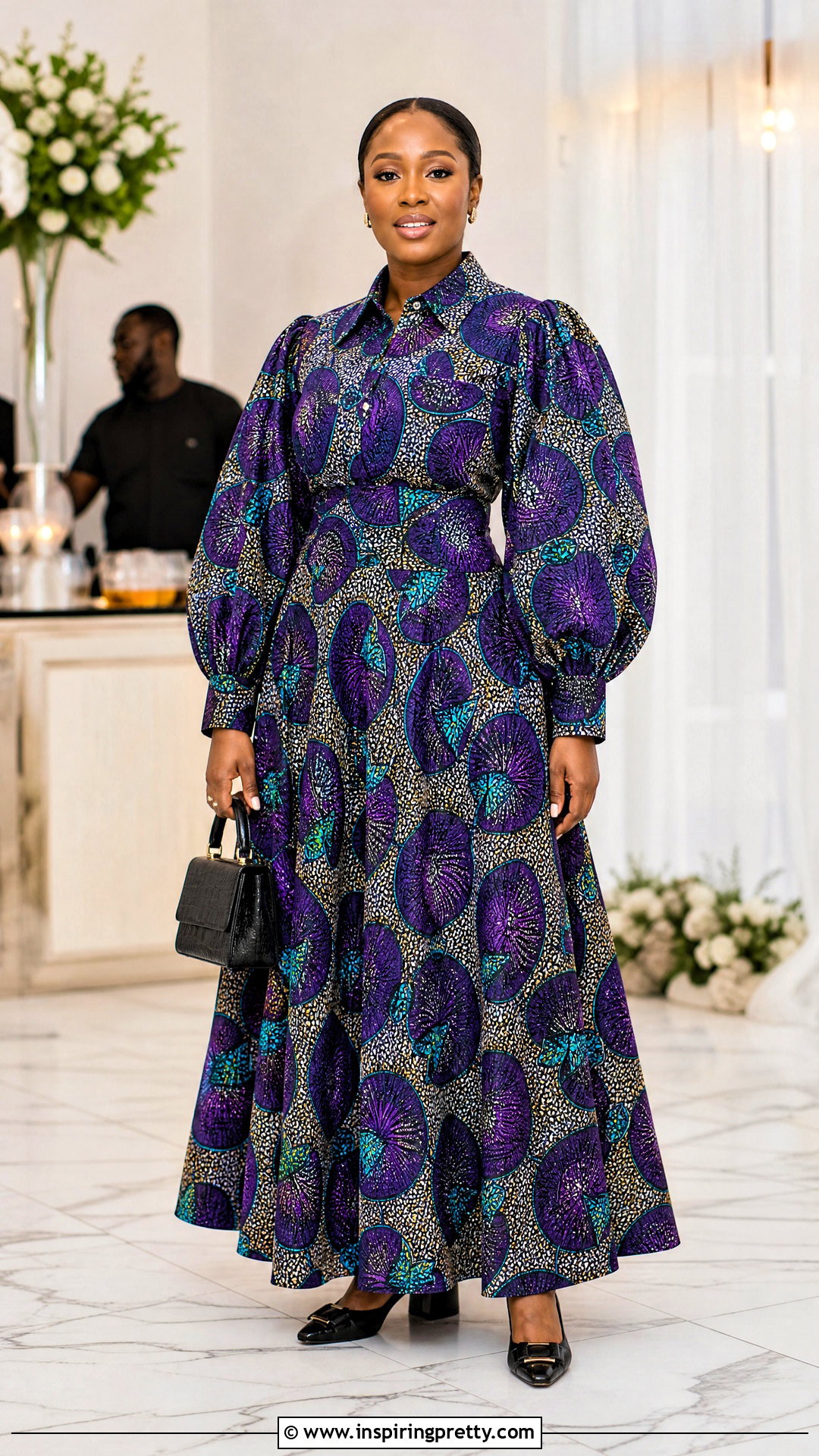 Ankara Balloon Sleeve Top And A Line Maxi Skirt Outfit - 50 ankara top and skirt outfits