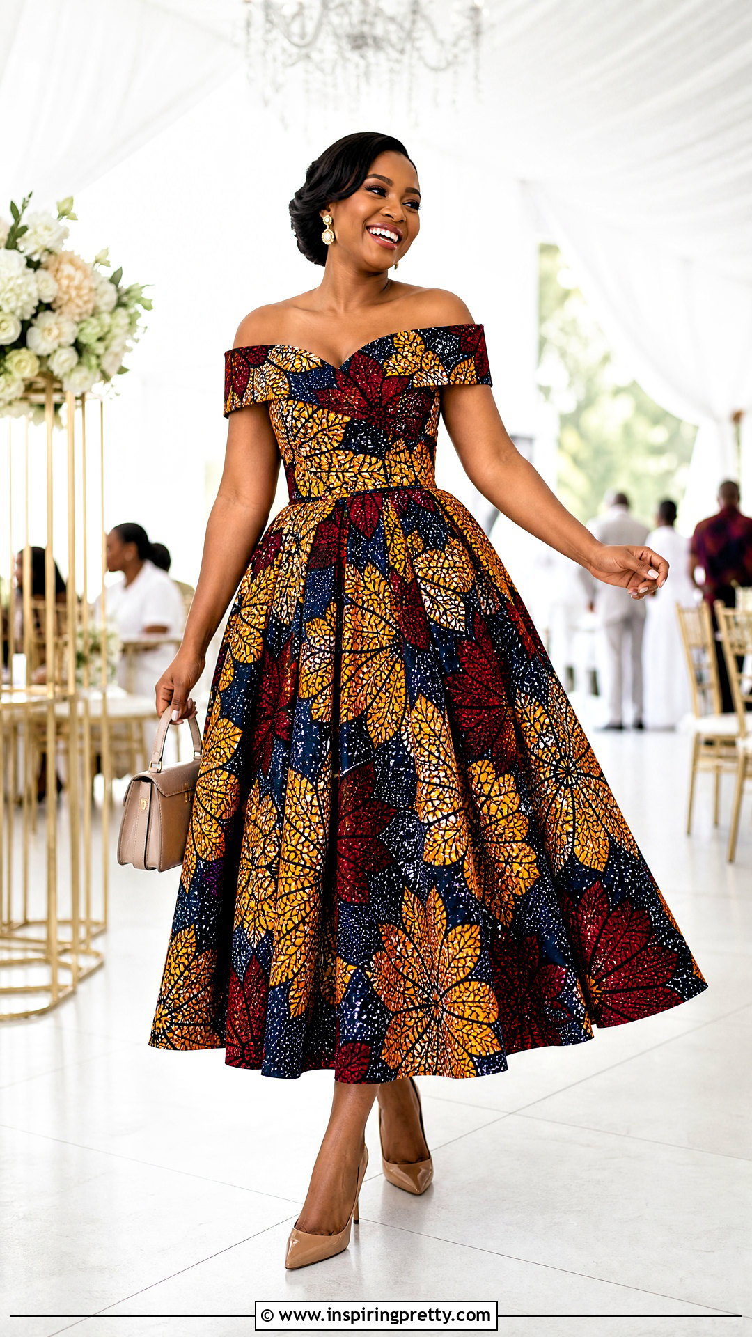 Ankara Bardot Top And Full Skirt - 50 Skirt And Top Ankara Styles