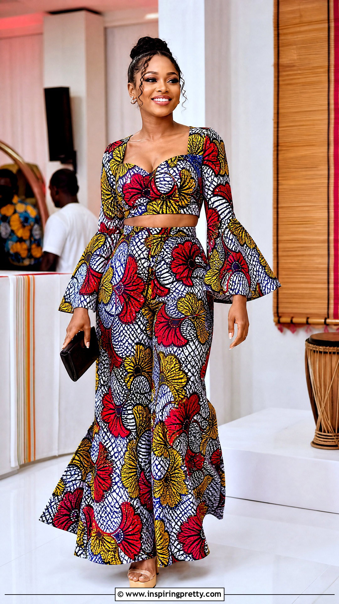 Ankara Bell Sleeve Crop Top And Palazzo Pants - 50 ankara crop top and palazzo pants
