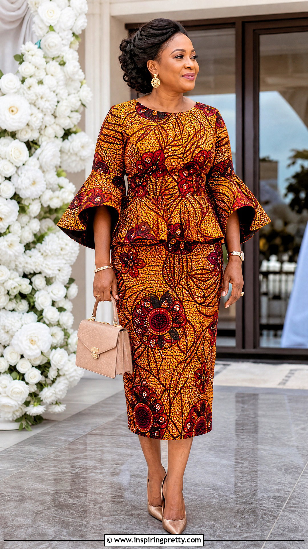 Ankara Bell Sleeve Top And Straight Skirt Outfit - 50 ankara top and skirt outfits