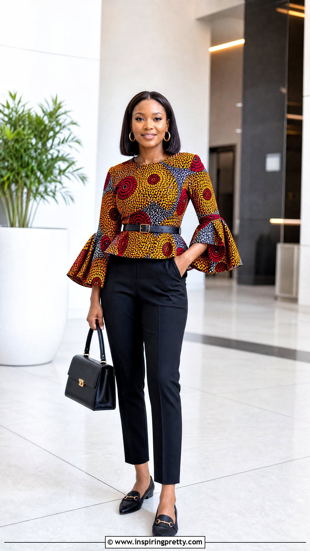 Ankara Bell Sleeve Top With Cropped Trousers - 25 ankara bell sleeve top outfit ideas