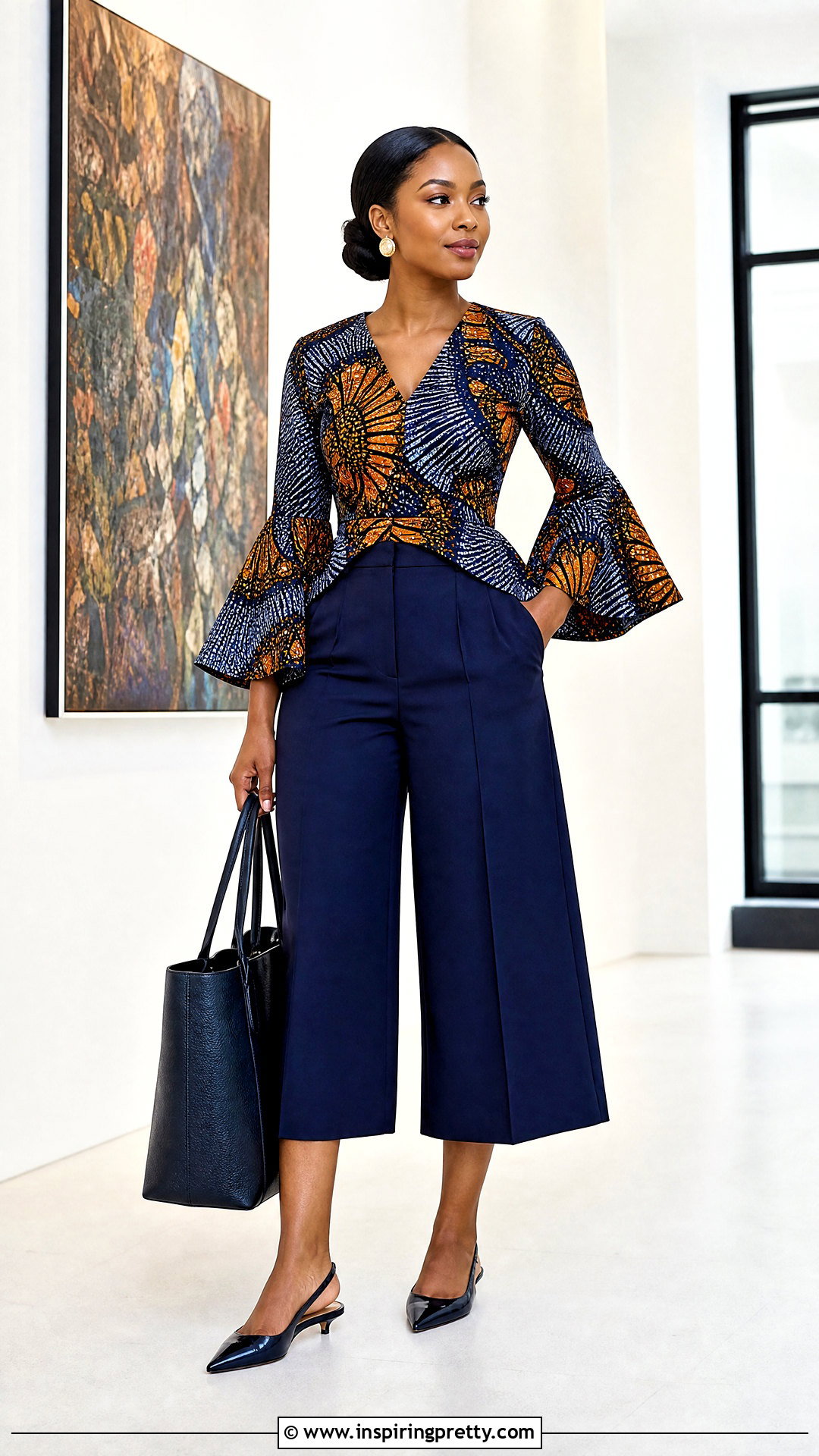 Ankara Bell Sleeve Top With Culottes - 25 ankara bell sleeve top outfit ideas