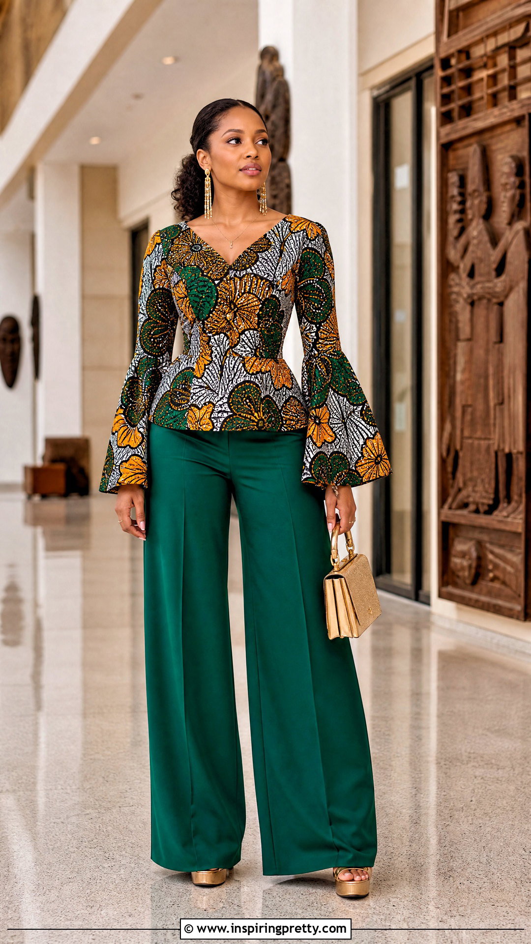 Ankara Bell Sleeve Top With Palazzo Pants - 25 ankara bell sleeve top outfit ideas