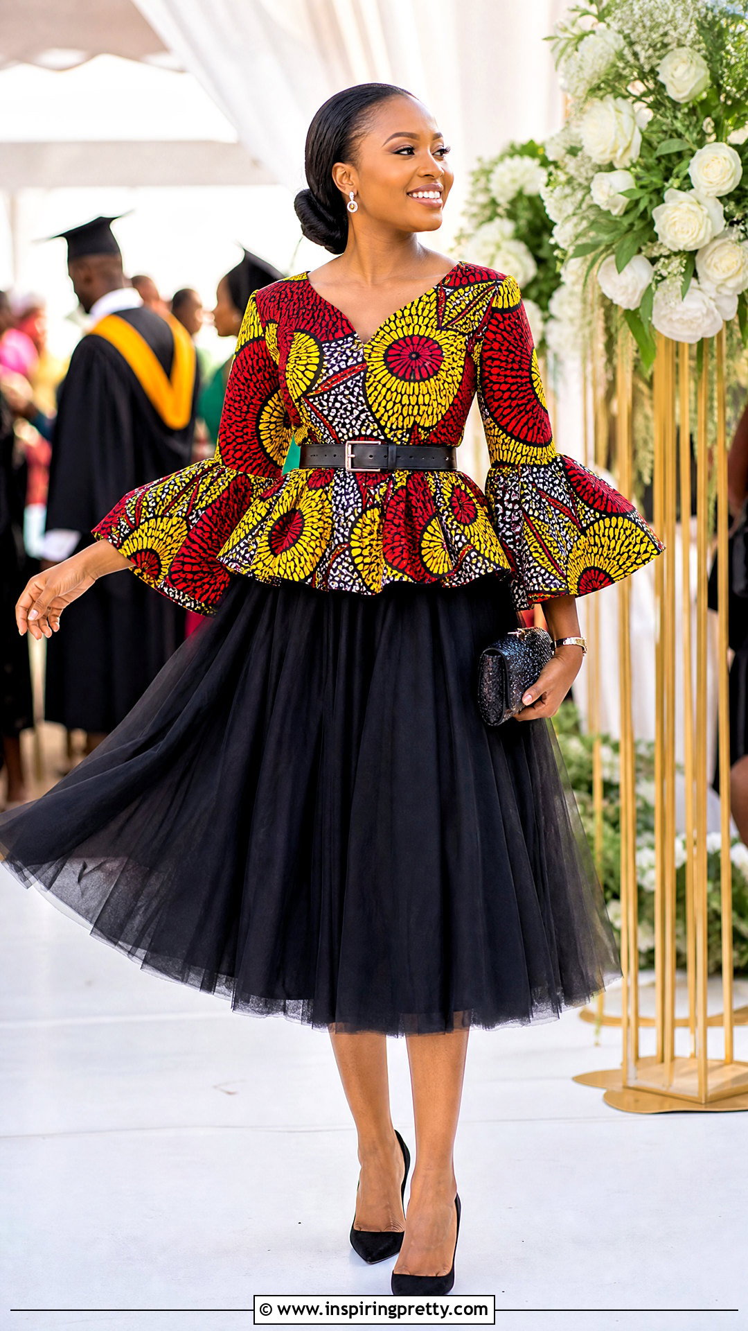 Ankara Bell Sleeve Top With Tulle Midi Skirt - 25 ankara bell sleeve top outfit ideas
