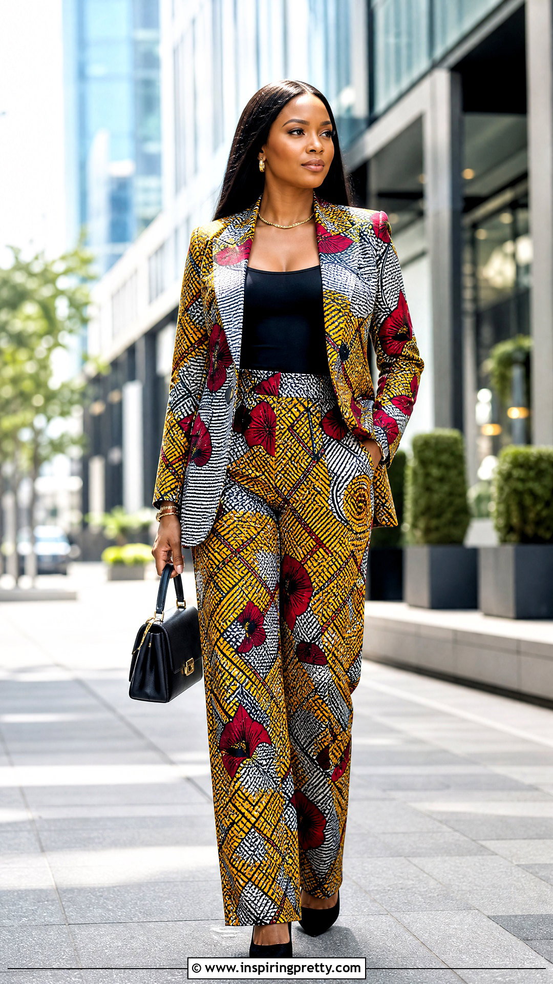 Ankara Blazer Top With Wide Leg Trousers - 50 trouser and top ankara styles