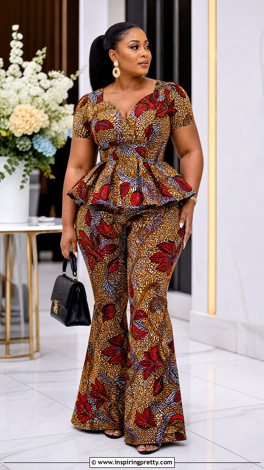 Ankara Bootcut Trousers And Peplum Blouse Outfit - 20 ankara trouser and top for women outfits