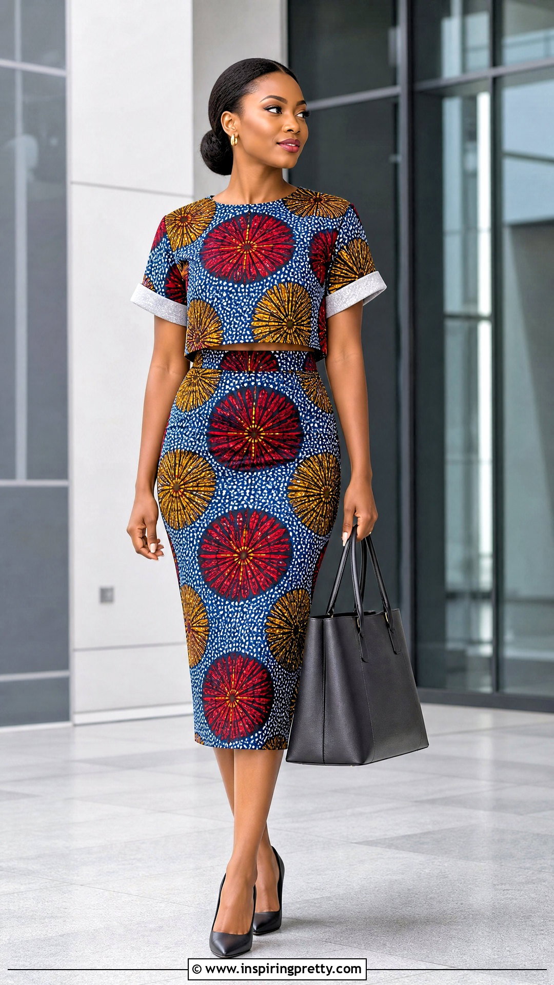 Ankara Boxy Crop Top And High Waist Fitted Skirt - 50 ankara crop top and skirt high waist outfits
