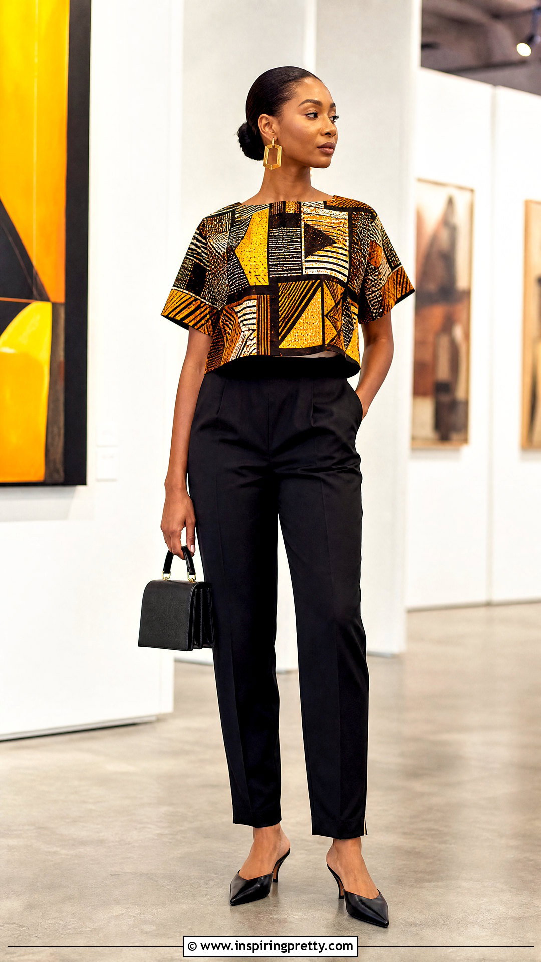 Ankara Boxy Top With Tapered Pants - 50 Simple Ankara Top Styles