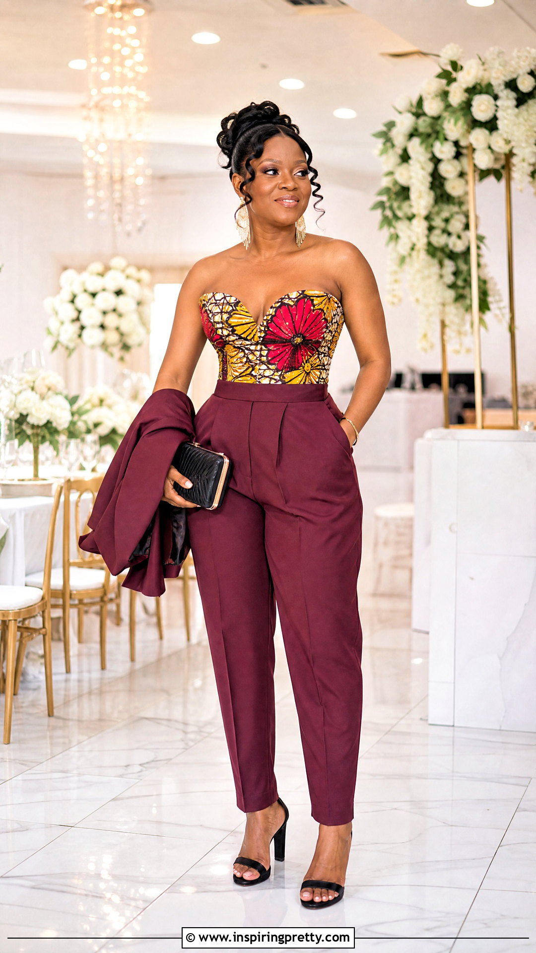 Ankara Bustier Top And Pleated Trousers - 25 trousers and tops ankara outfits