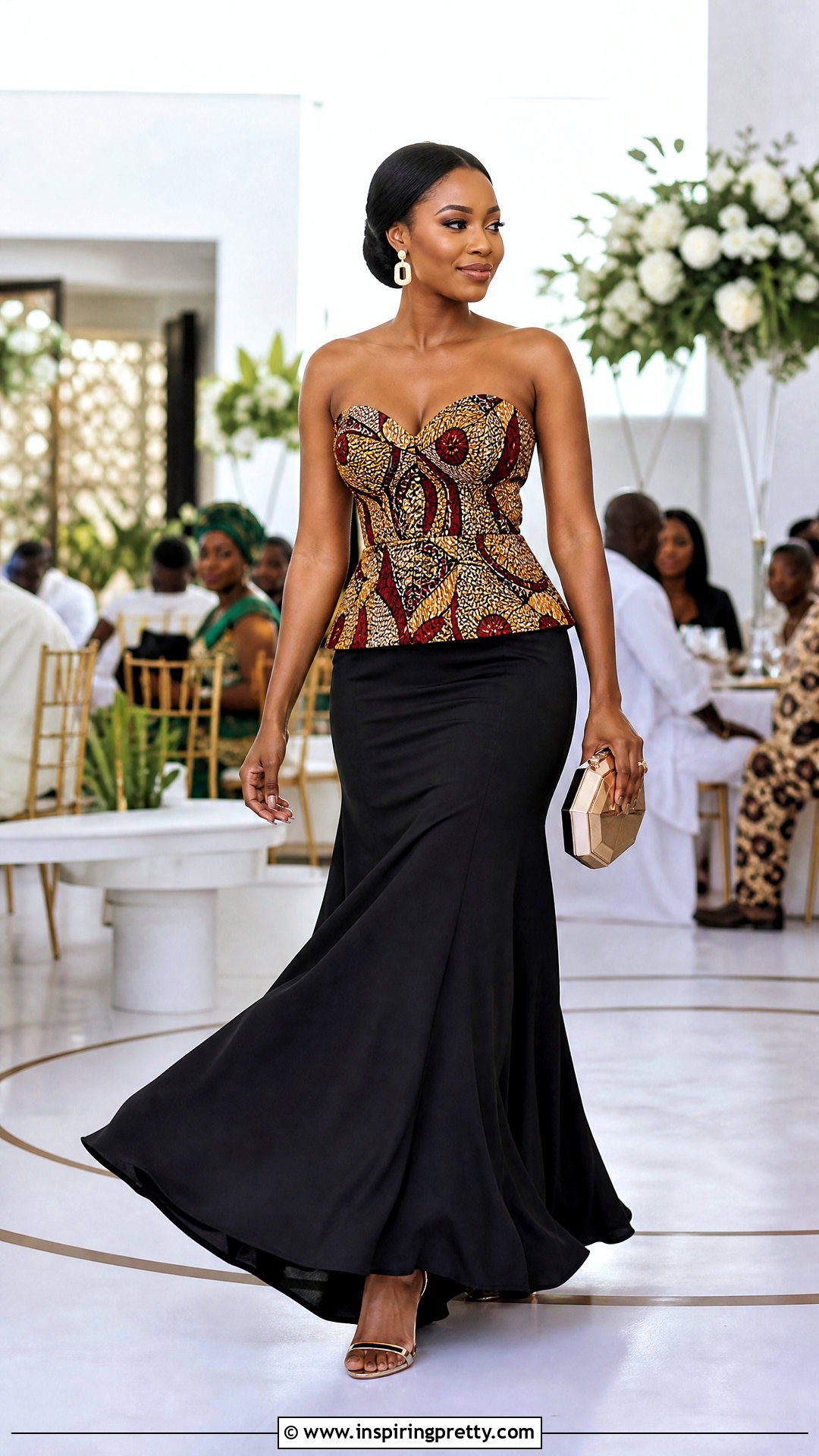 Ankara Bustier Top With Maxi Skirt - 50 ankara tops outfit ideas