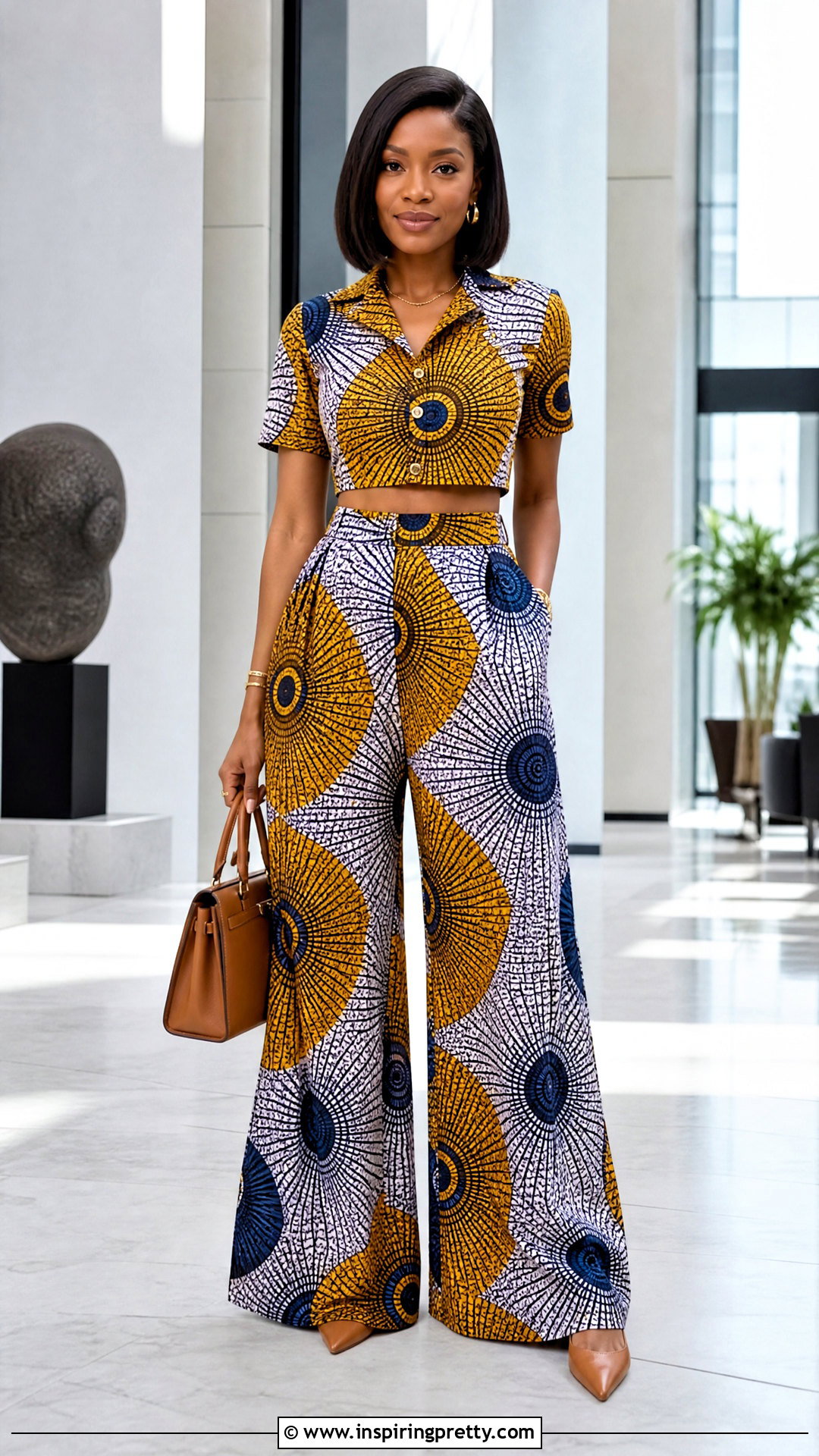 Ankara Button Front Crop Top And Palazzo Pants - 50 ankara crop top and palazzo pants