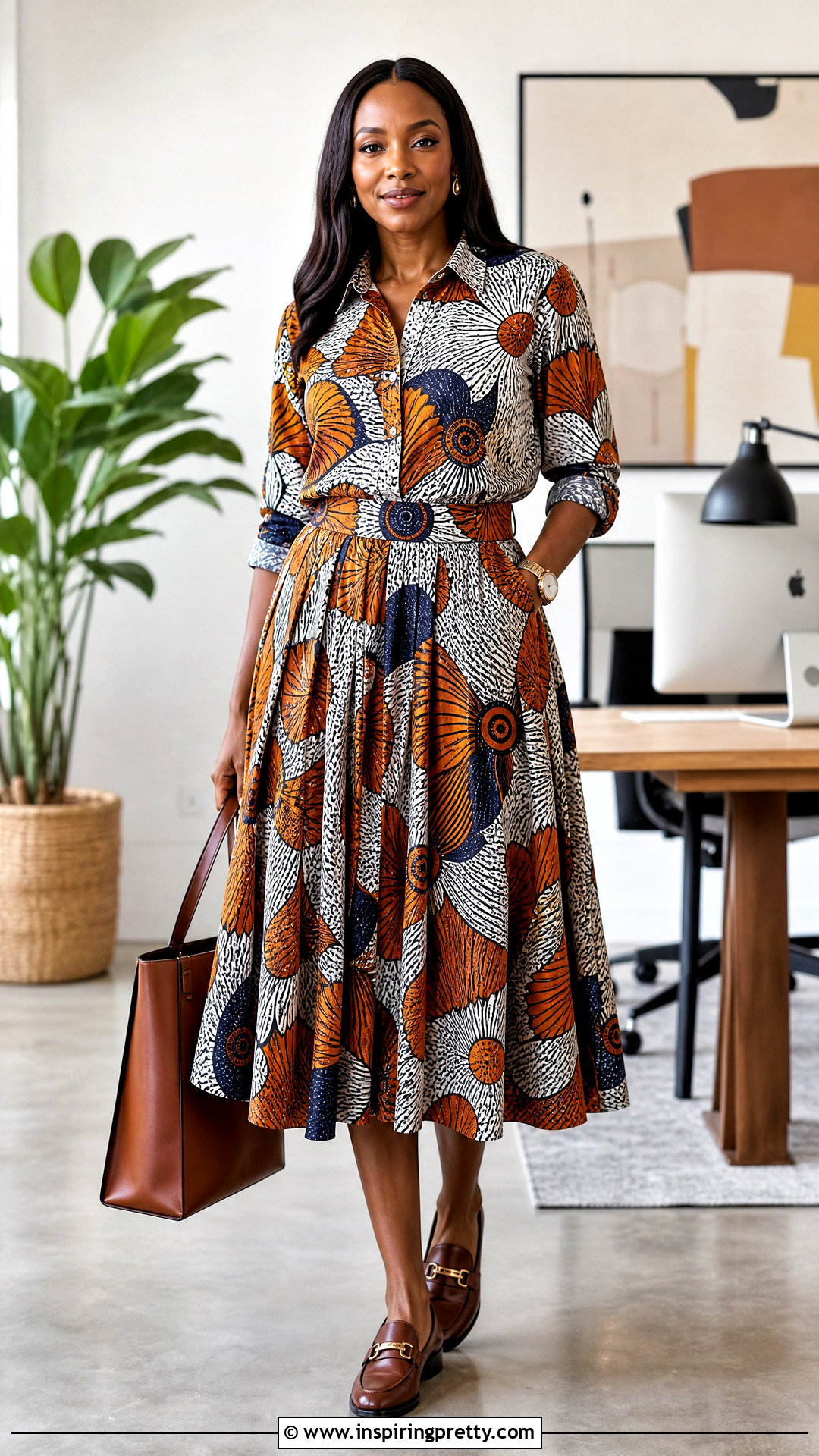 Ankara Button Up Top And Pleated Skirt - 50 Skirt And Top Ankara Styles