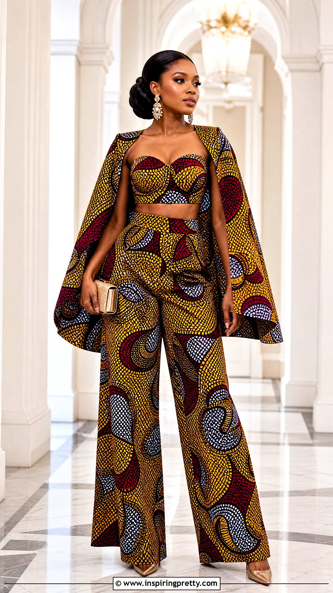 Ankara Cape Sleeve Crop Top And Palazzo Pants - 50 ankara crop top and palazzo pants