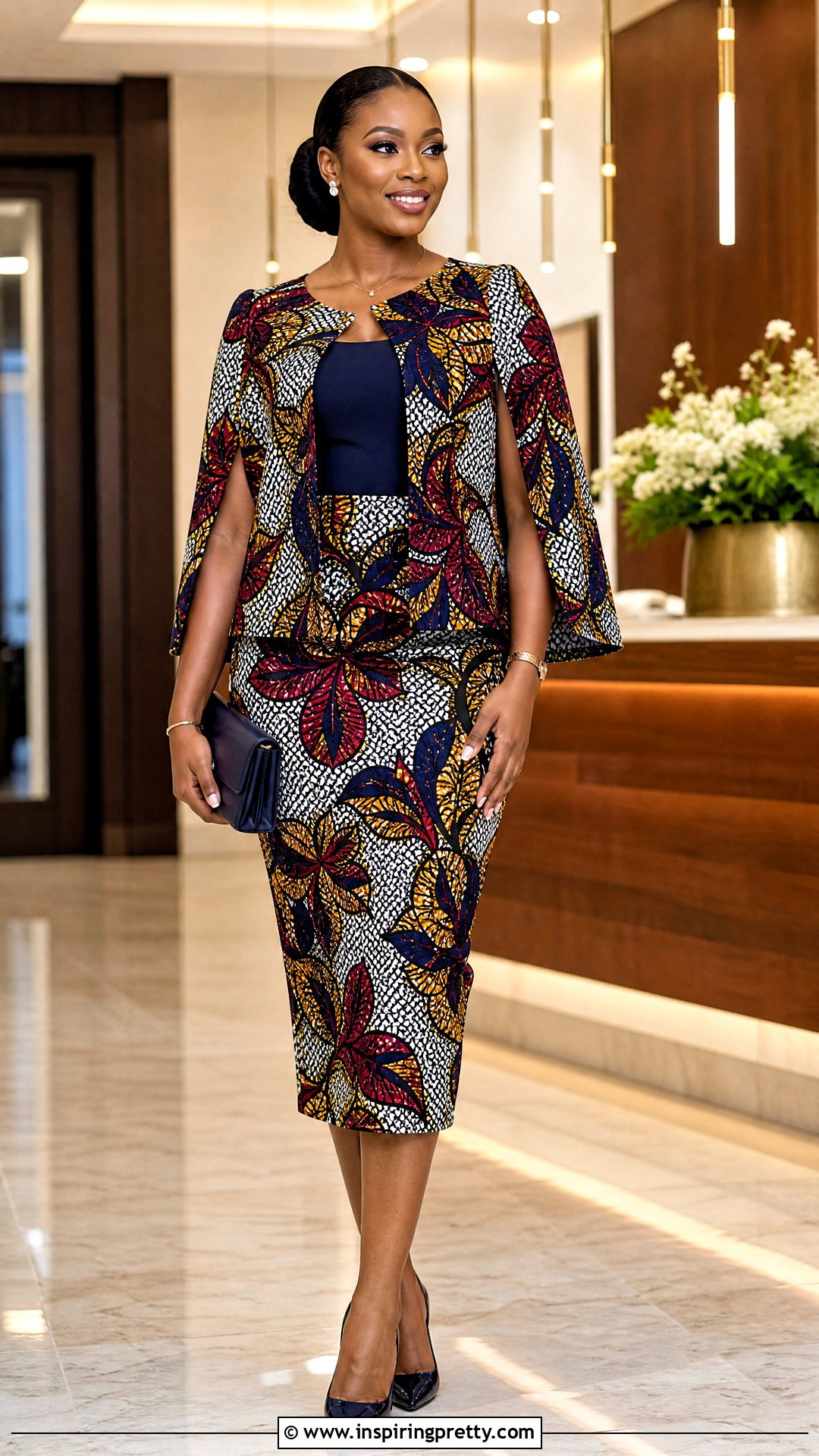 Ankara Cape Top And Pencil Skirt Outfit - 50 ankara top and skirt outfits