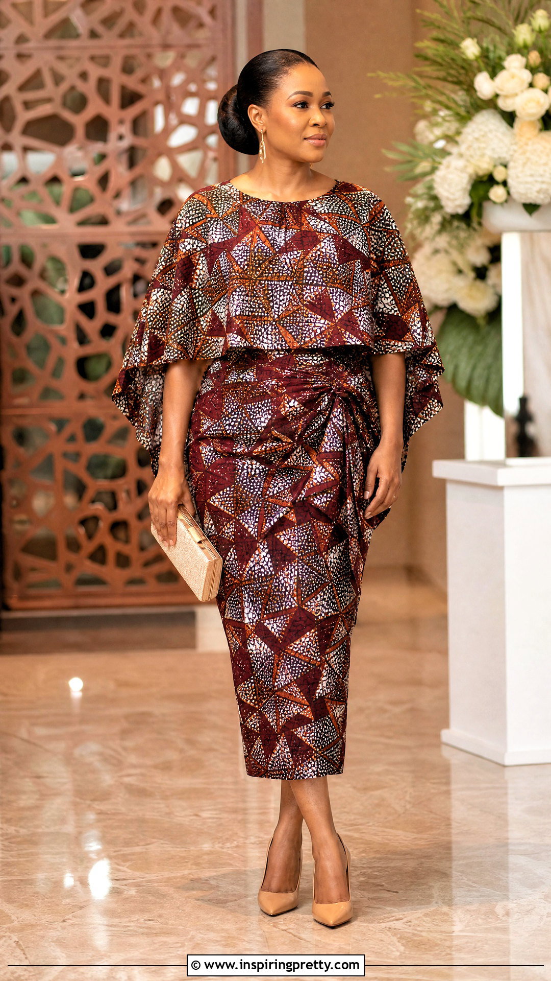 Ankara Cape Top And Wrap Skirt - 50 Skirt And Top Ankara Styles
