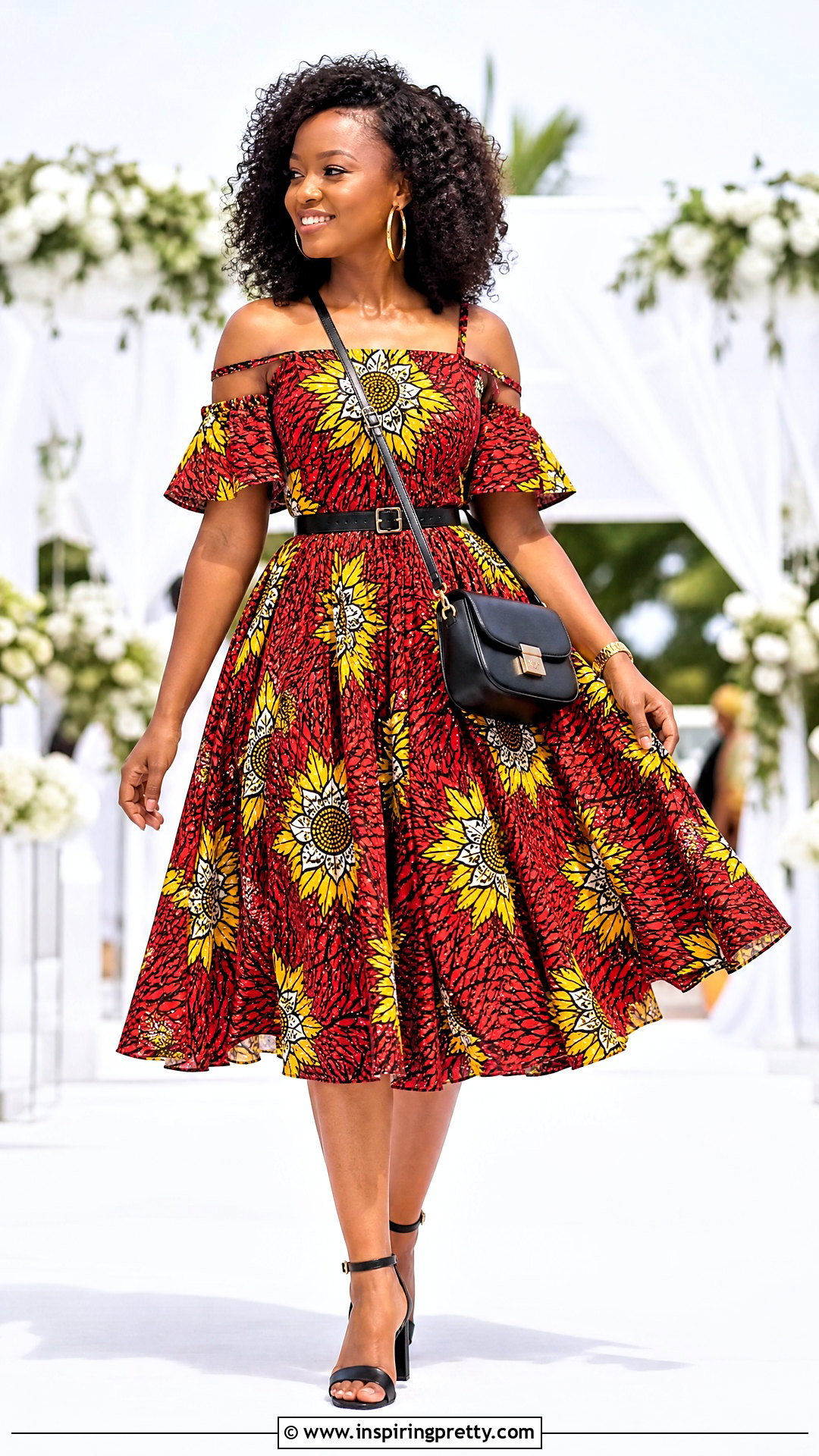Ankara Cold Shoulder Top And Circle Skirt - 50 Skirt And Top Ankara Styles