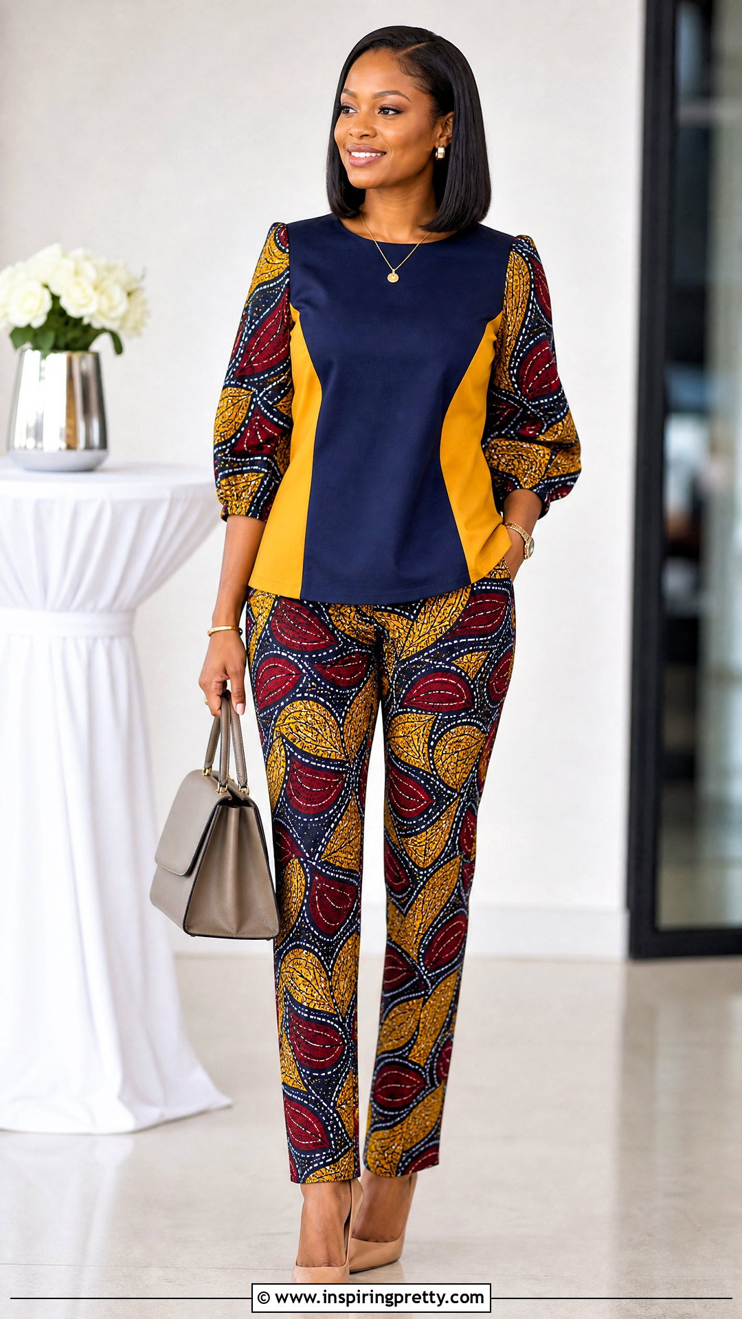 Ankara Color Block Top And Matching Trousers Outfit - 20 ankara trouser and top for women outfits
