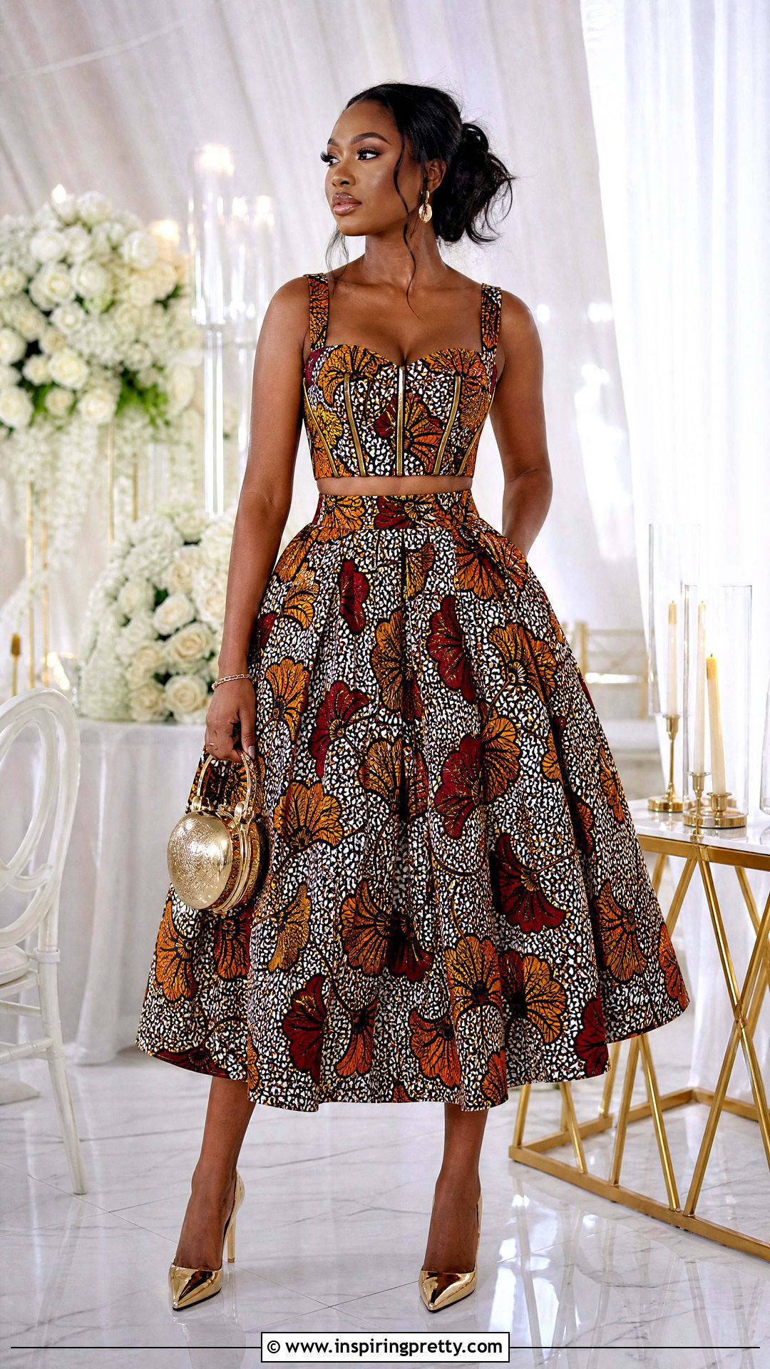 Ankara Corset Crop Top And High Waist Full Skirt - 50 ankara crop top and skirt high waist outfits
