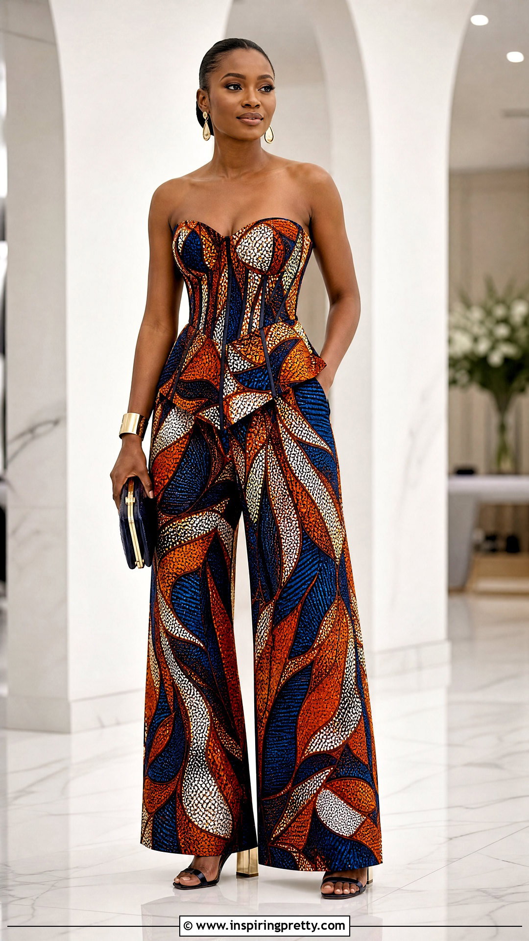 Ankara Corset Top And Palazzo Trousers - 25 trousers and tops ankara outfits