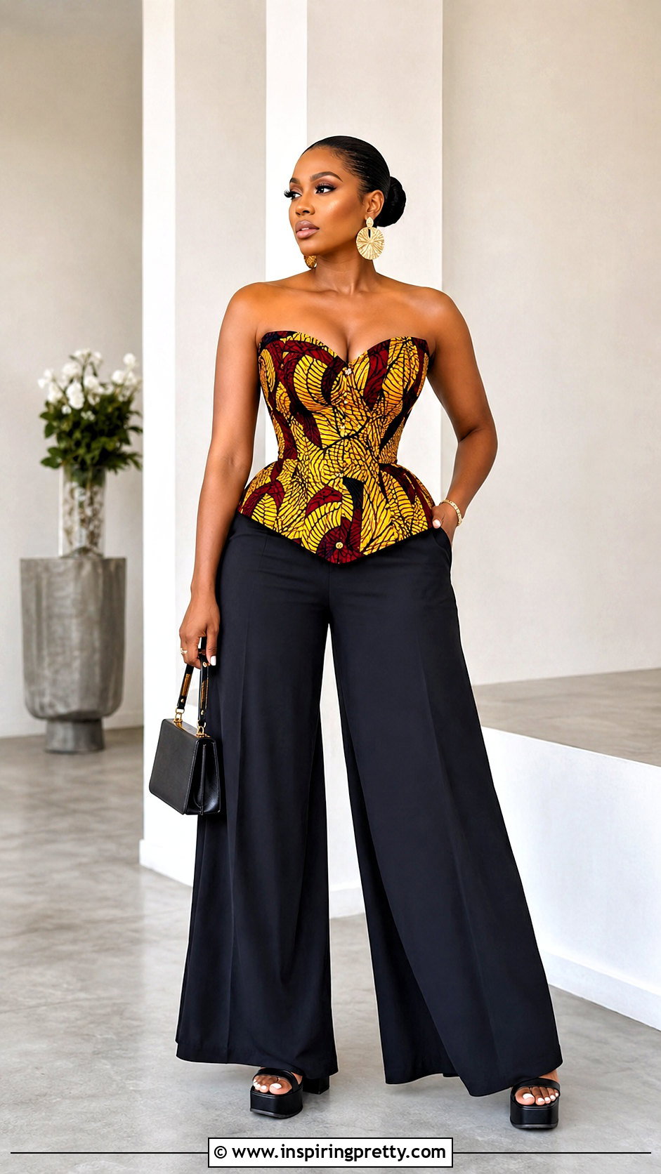 Ankara Corset Top With Palazzo Pants - 50 latest ankara top styles