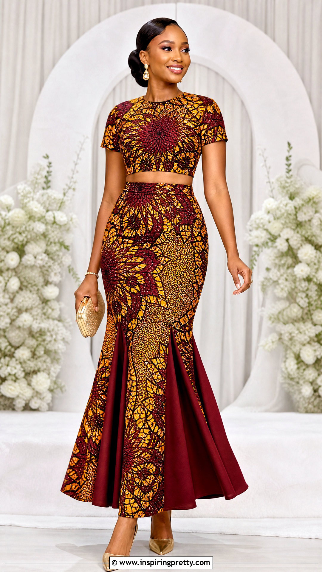 Ankara Crop Top And High Waist Godet Skirt - 50 ankara crop top and skirt high waist outfits
