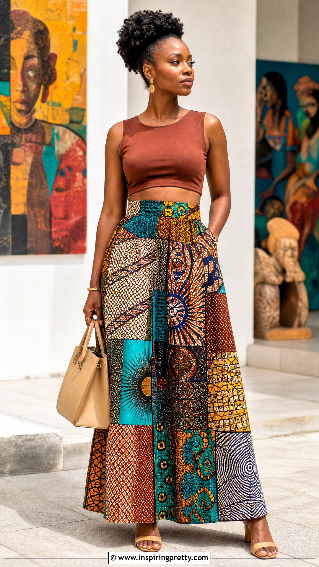 Ankara Crop Top And High Waist Patchwork Skirt - 50 ankara crop top and skirt high waist outfits