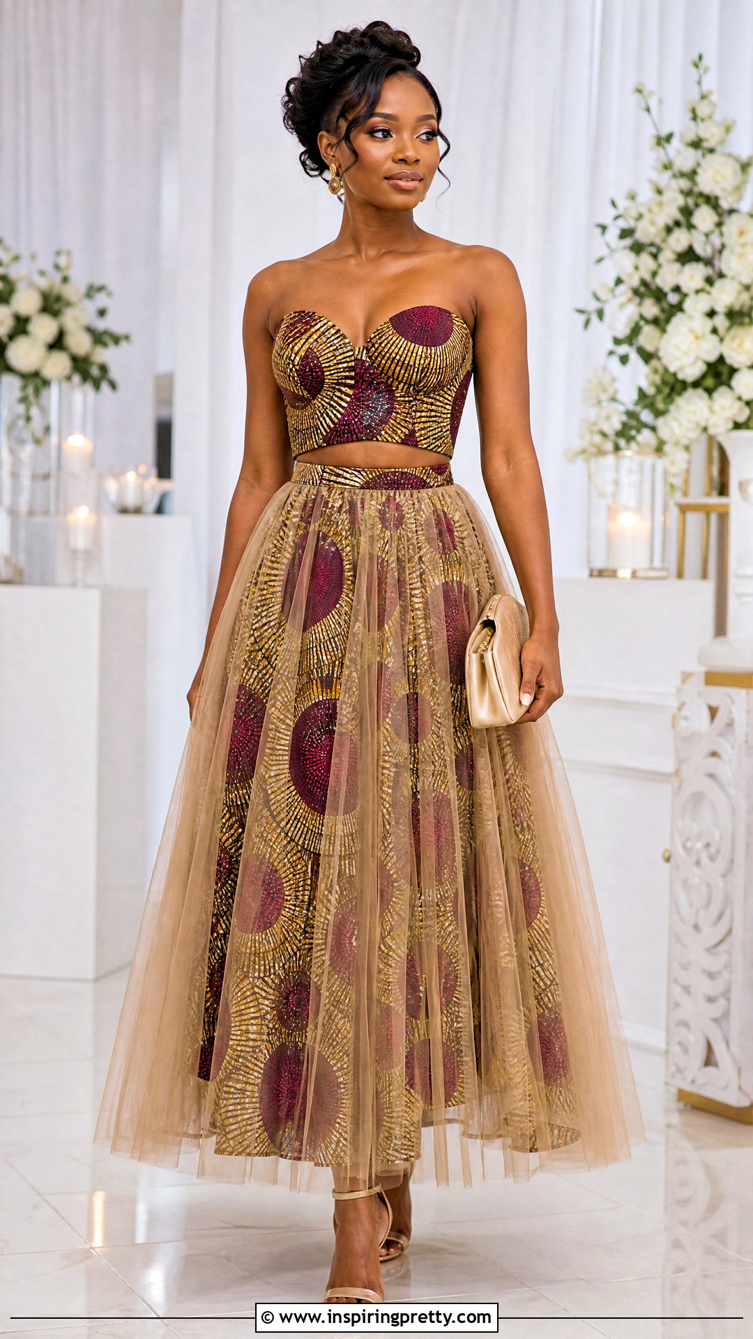 Ankara Crop Top And High Waist Tulle Overlay Skirt - 50 ankara crop top and skirt high waist outfits