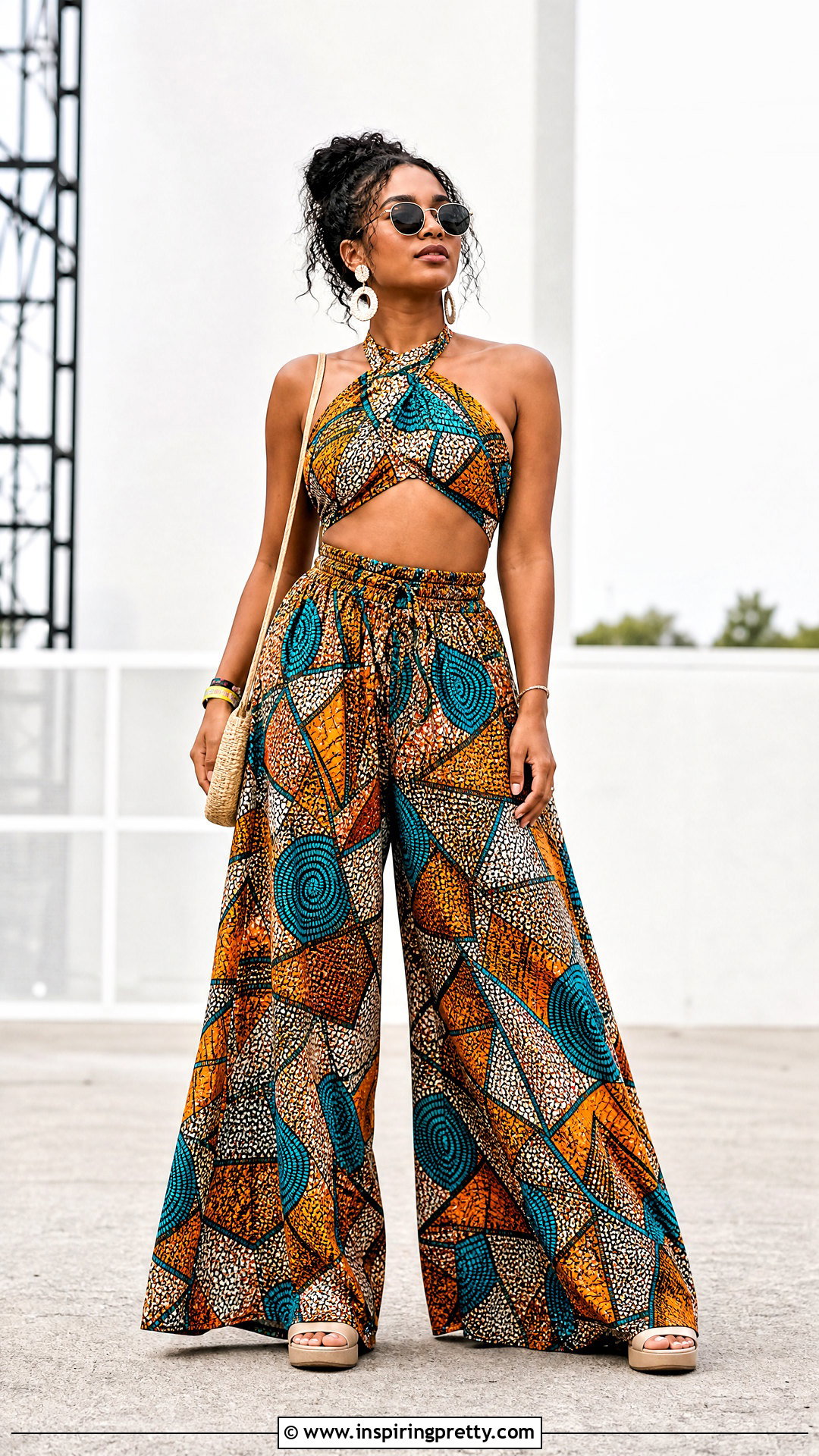 Ankara Crop Top And Palazzo Pants With Platform Sandals - 50 ankara crop top and palazzo pants