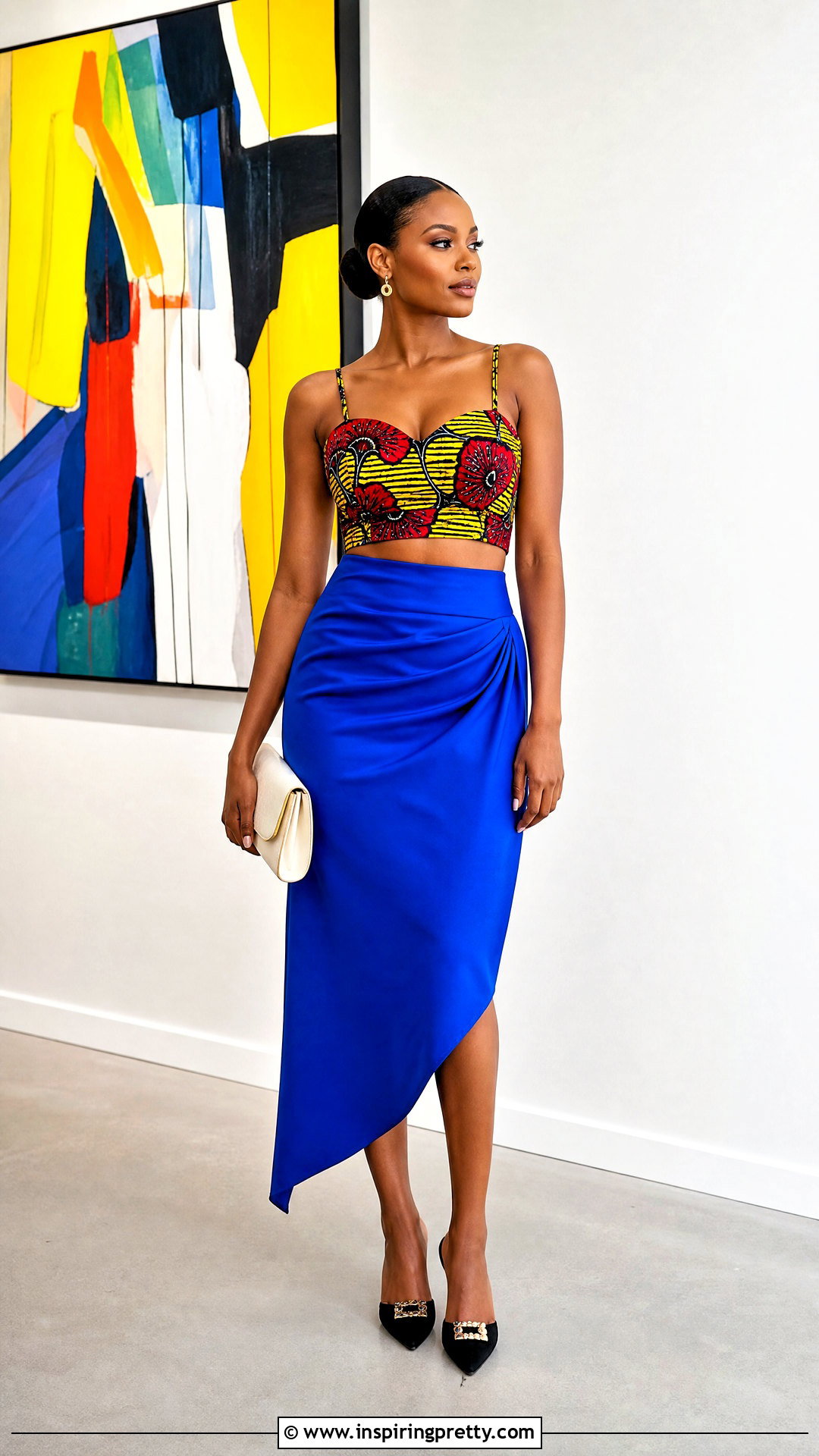 Ankara Crop Top With Asymmetrical Skirt - 50 Ankara Crop Top Styles