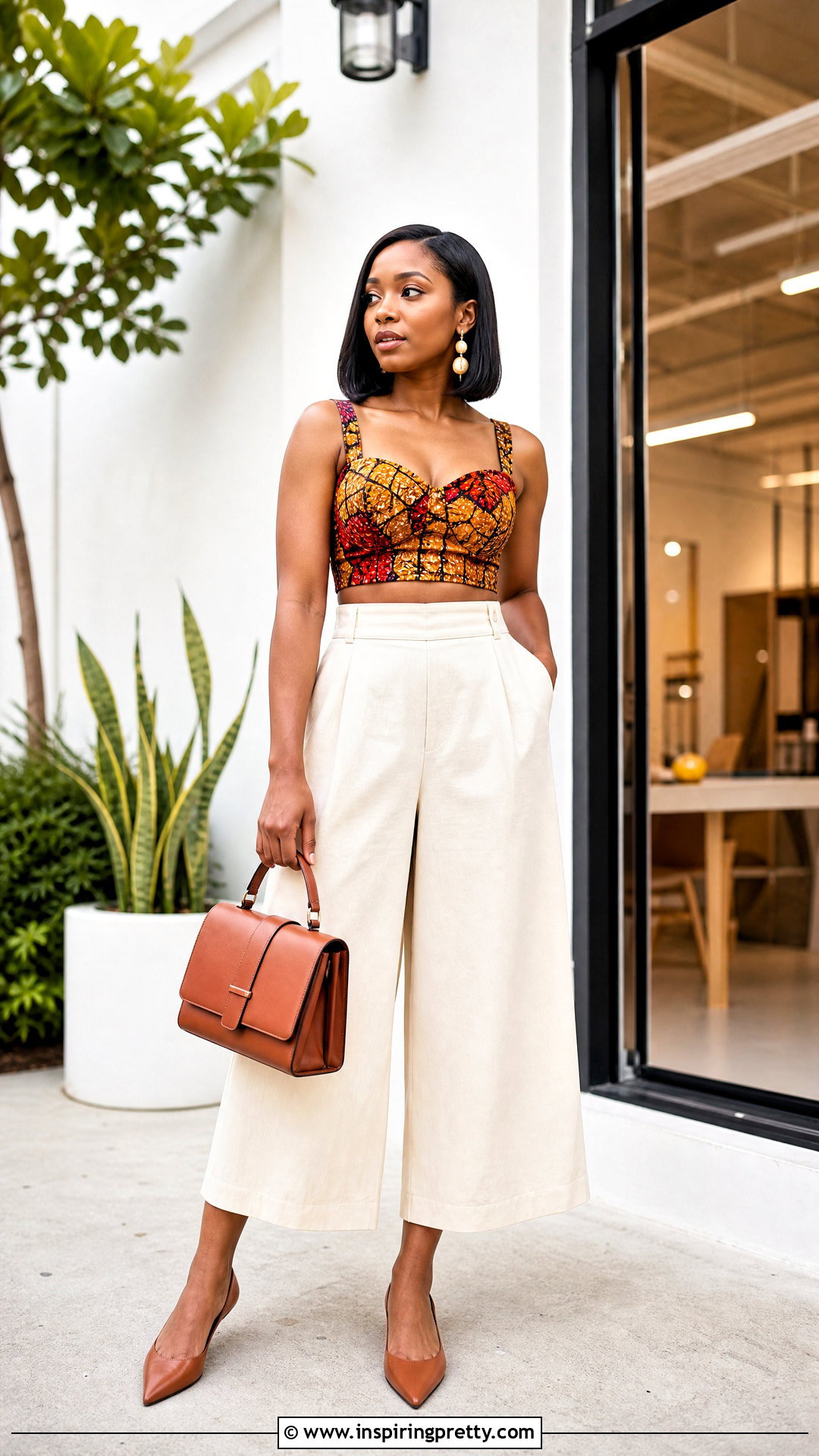 Ankara Crop Top With Culottes - 50 Ankara Crop Top Styles