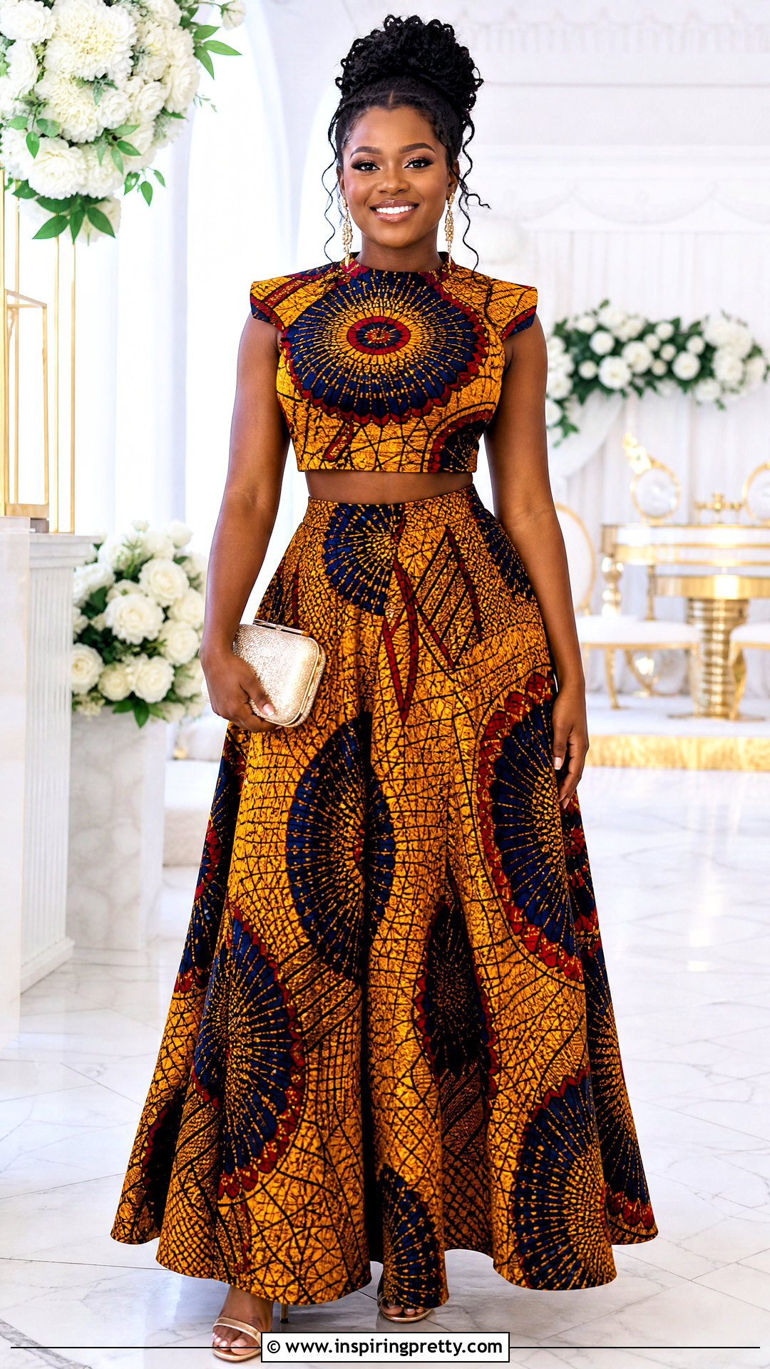 Ankara Crop Top With Floor Length Matching Skirt - 50 Ankara Crop Top Styles