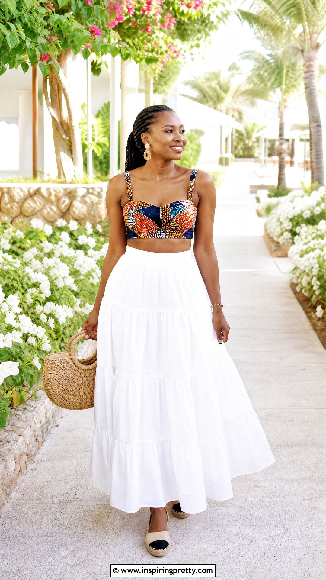 Ankara Crop Top With Tiered Maxi Skirt - 50 Ankara Crop Top Styles