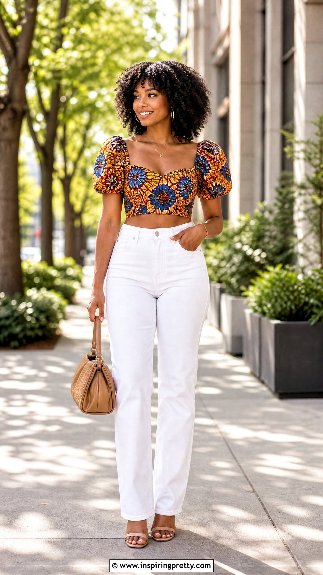 Ankara Crop Top With White Jeans - 50 Ankara Crop Top Styles