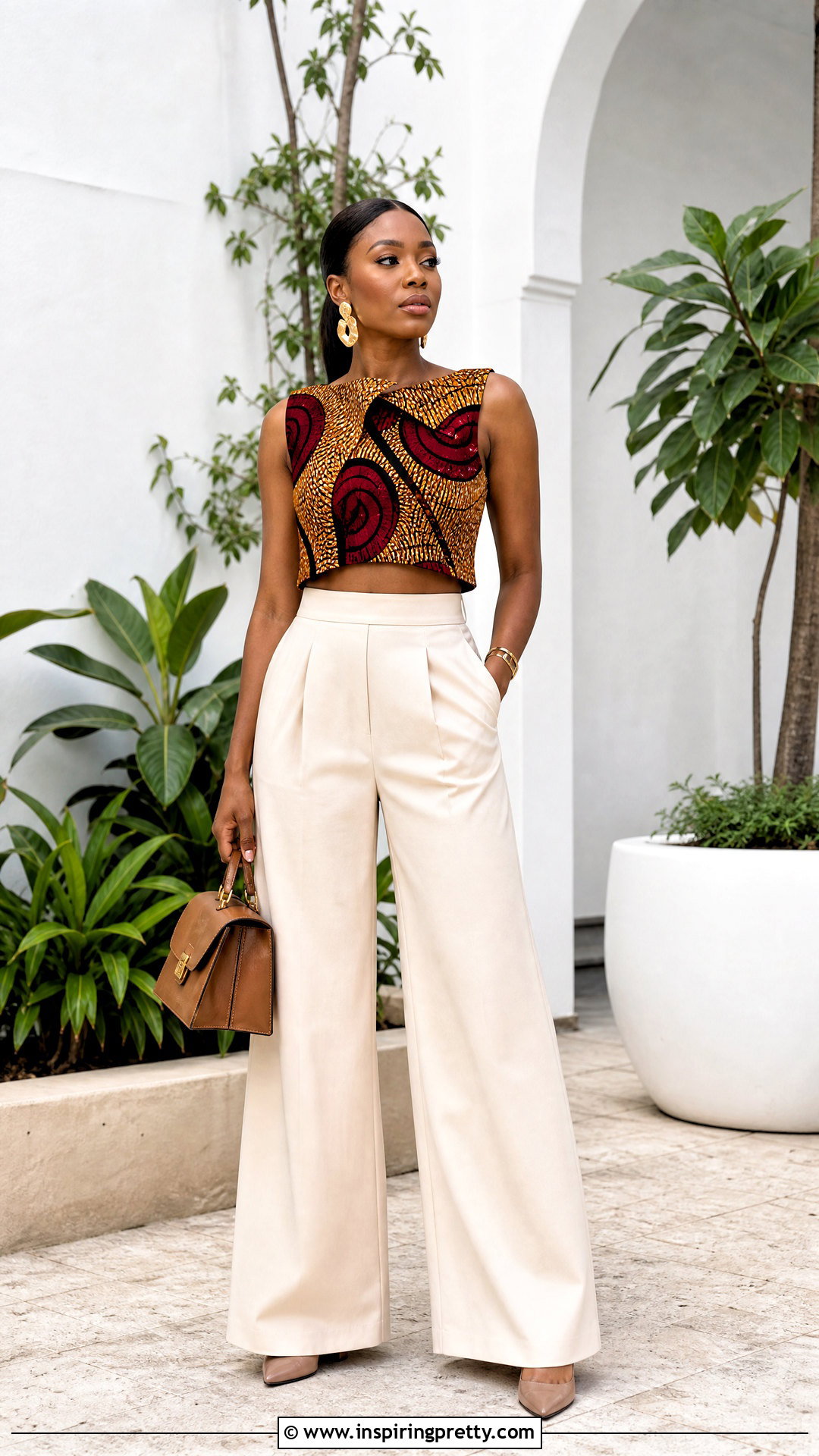 Ankara Crop Top With Wide Leg Pants - 50 Ankara Crop Top Styles
