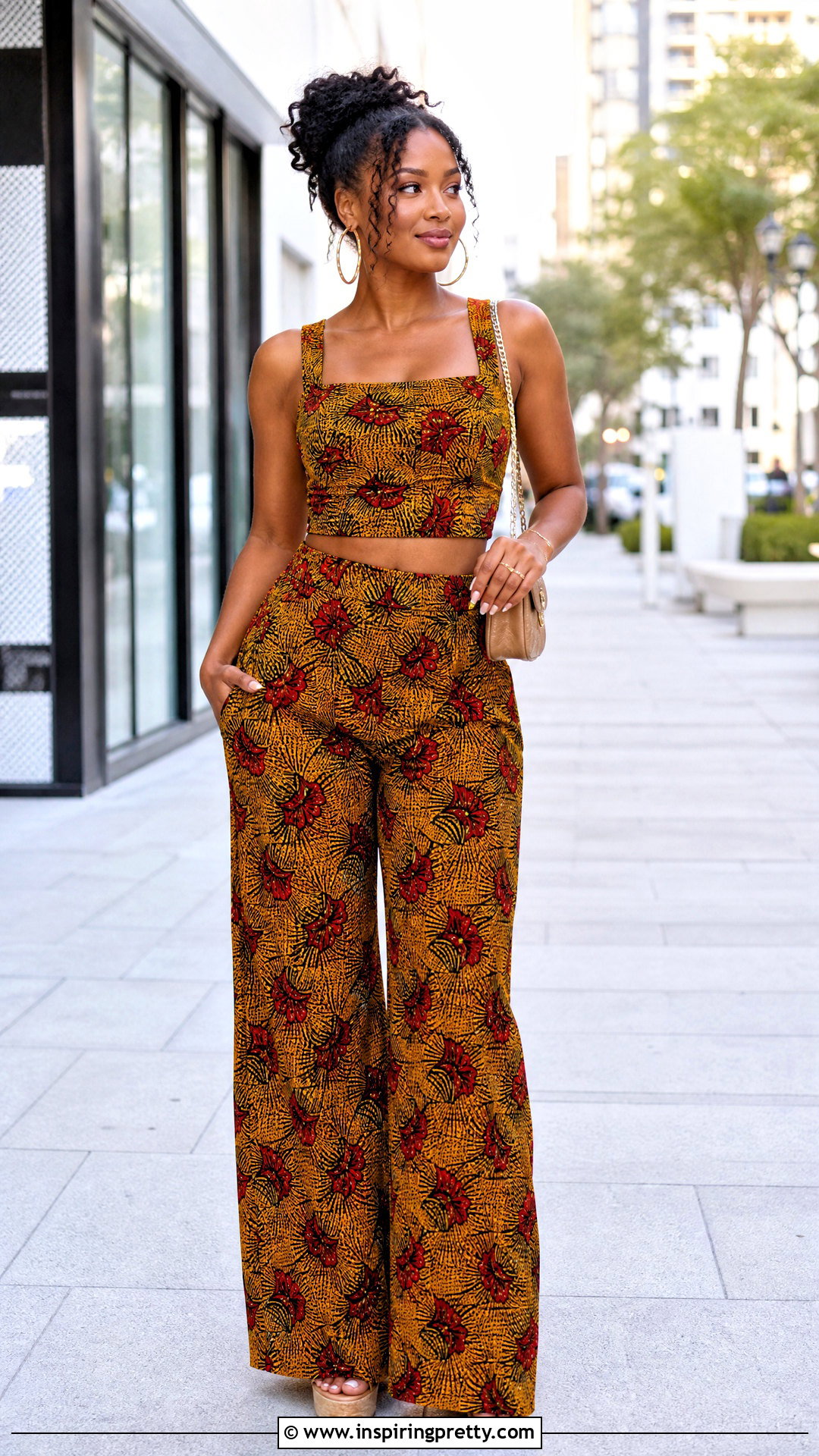 Ankara Crop Top With Wide Leg Trousers - 50 trouser and top ankara styles