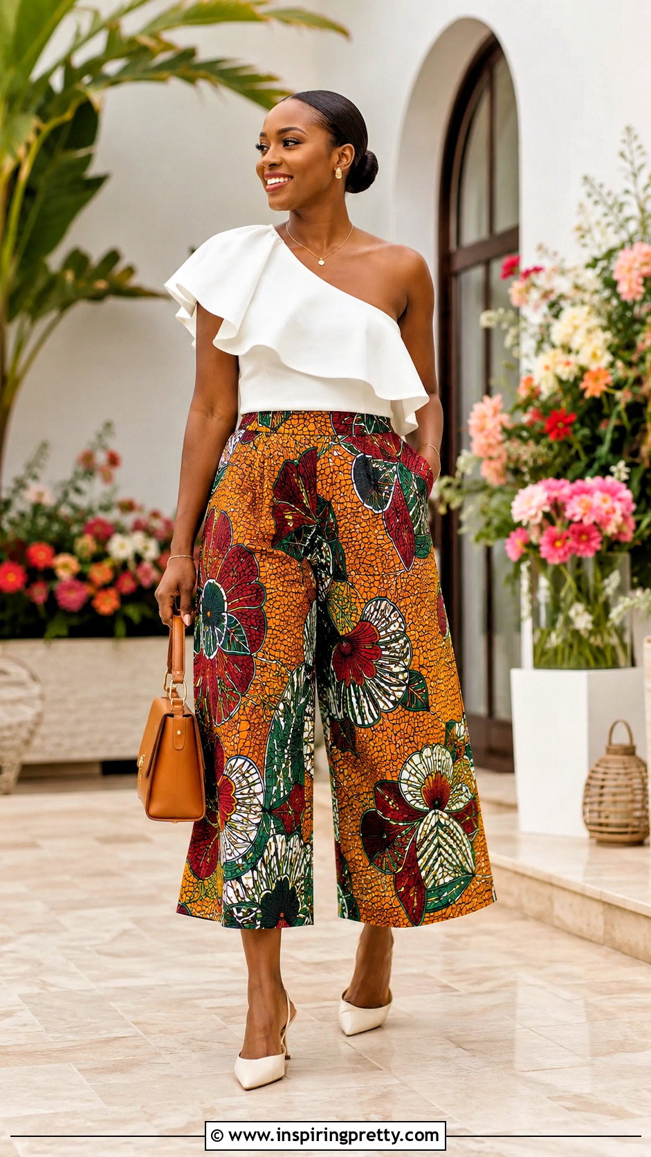 Ankara Culotte Trousers And Ruffle Top - 50 ankara trousers and top for women