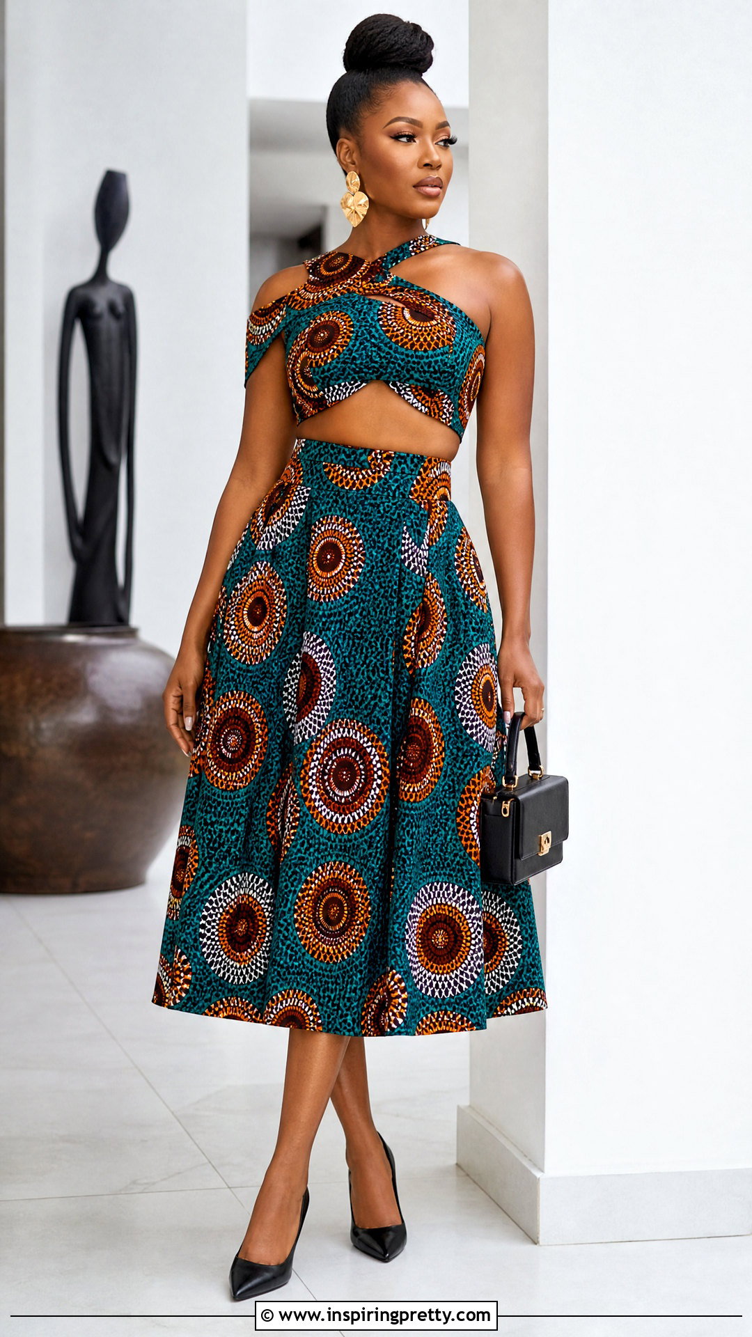 Ankara Cutout Crop Top And High Waist A Line Skirt - 50 ankara crop top and skirt high waist outfits