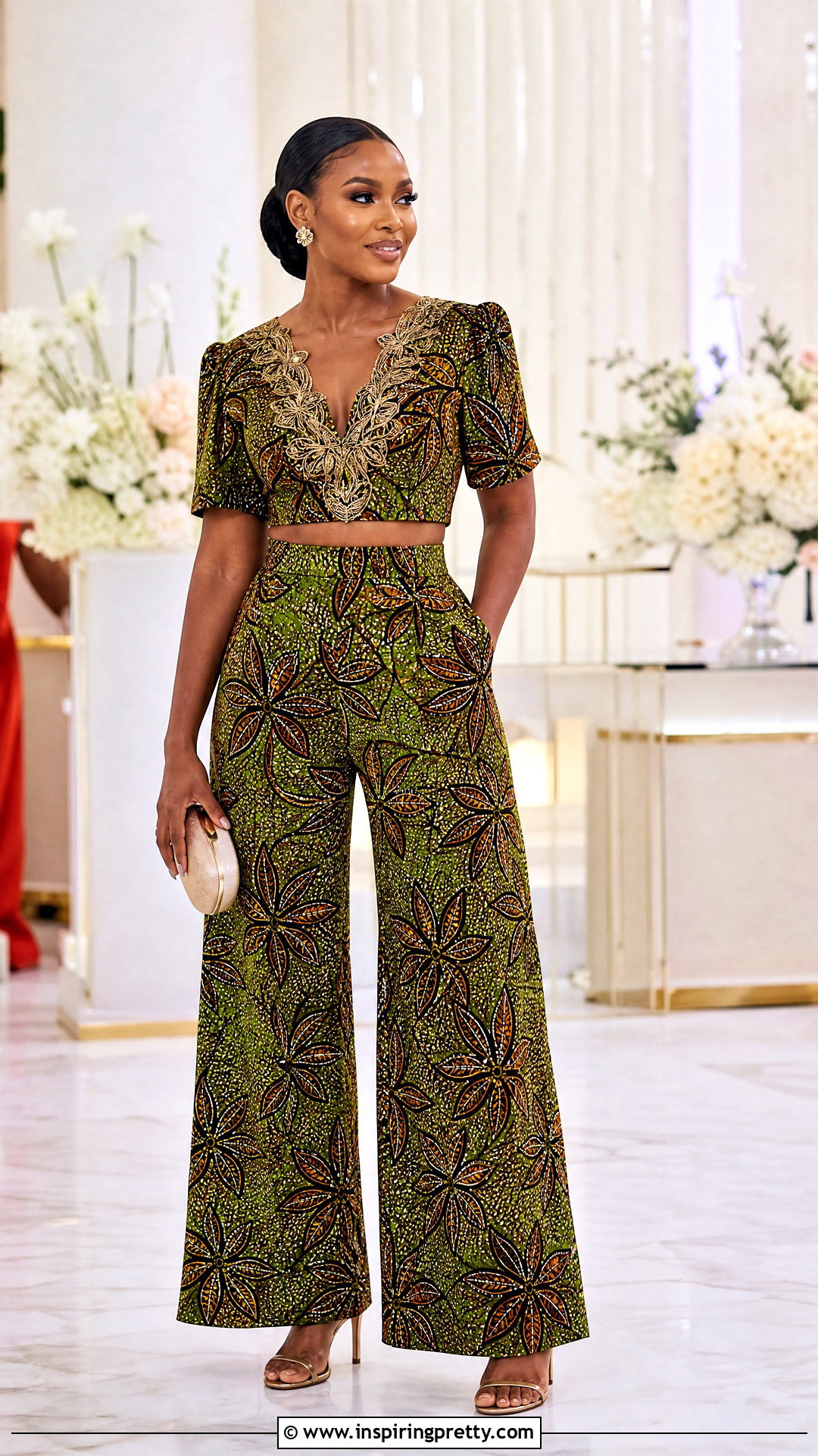 Ankara Embellished Crop Top And Palazzo Pants - 50 ankara crop top and palazzo pants