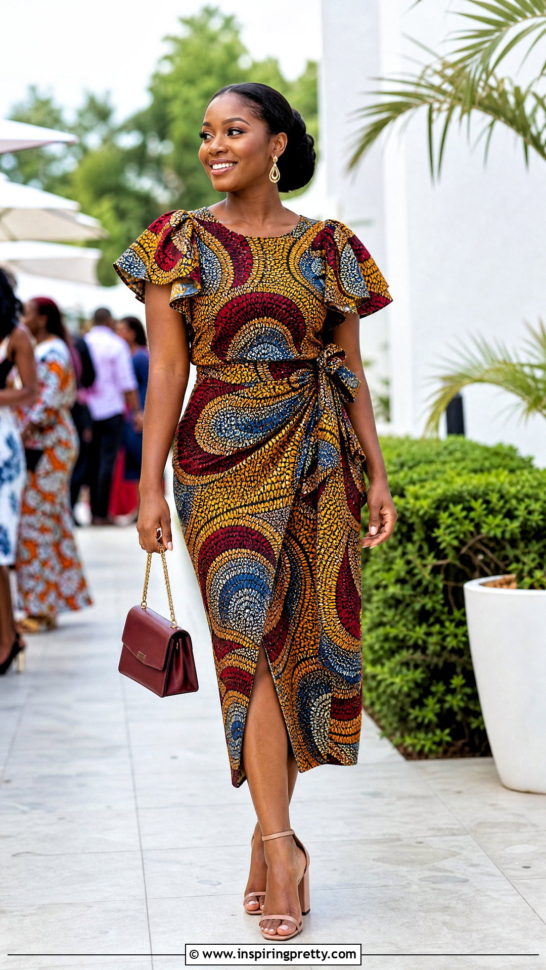 Ankara Flutter Sleeve Top And Wrap Skirt - 50 Skirt And Top Ankara Styles