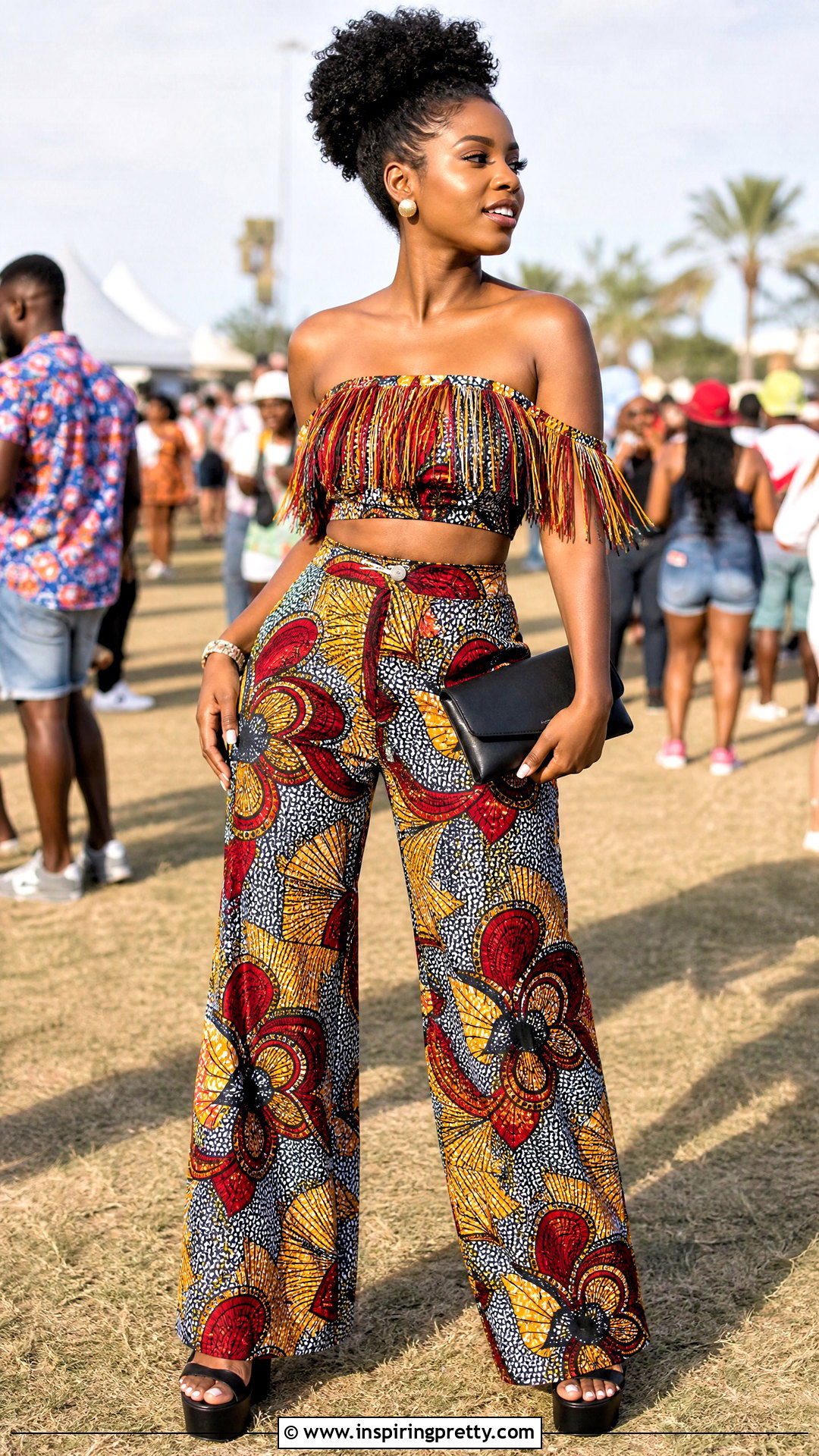 Ankara Fringe Crop Top And Palazzo Pants - 50 ankara crop top and palazzo pants