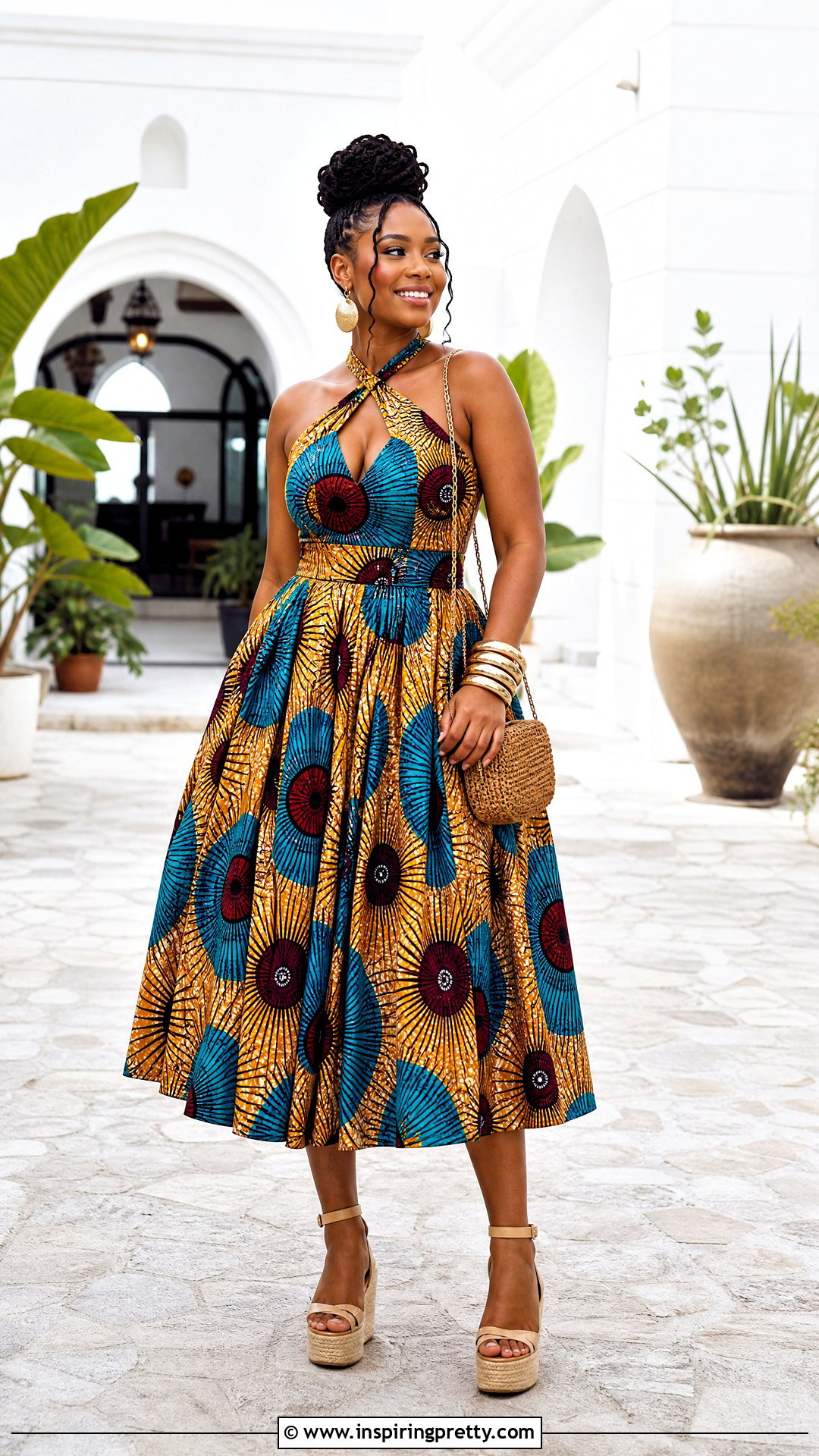 Ankara Halter Top And Circle Skirt Outfit - 50 ankara top and skirt outfits