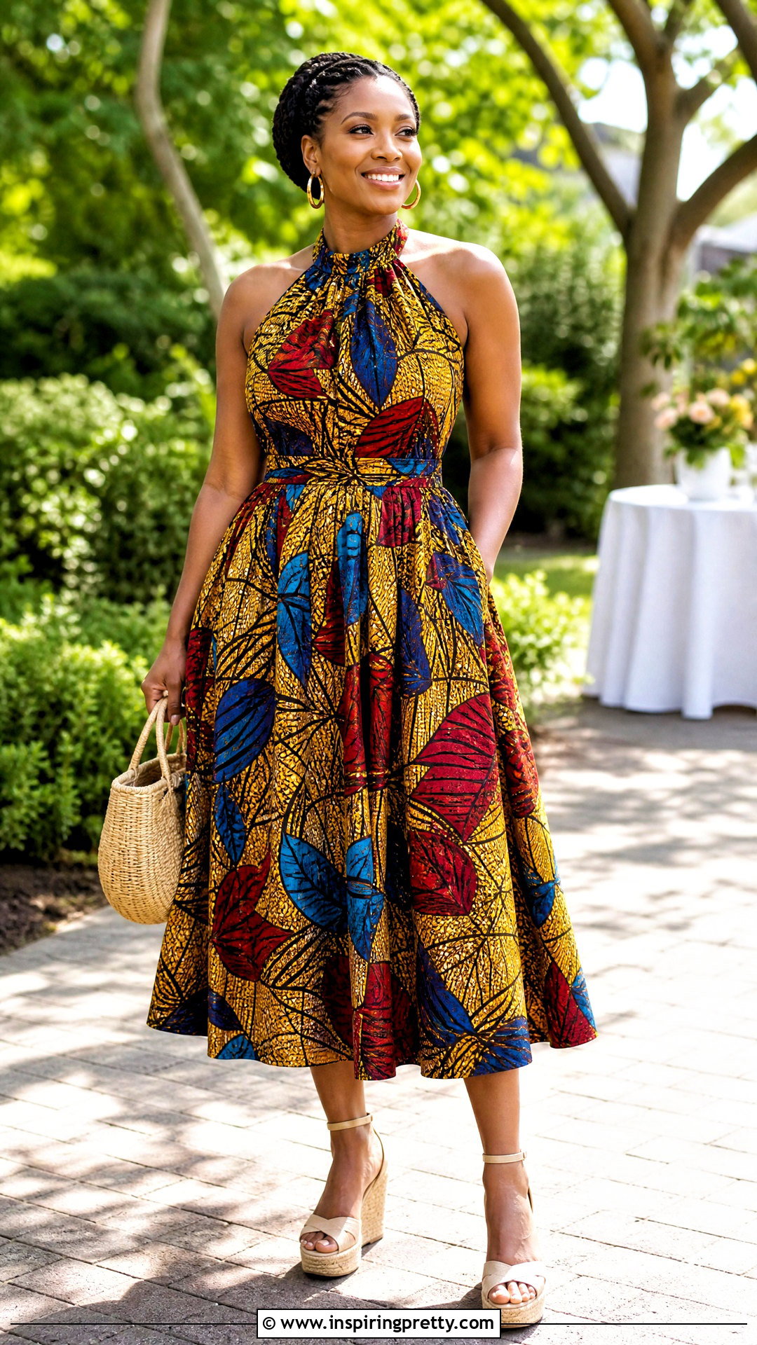 Ankara Halter Top And Flared Midi Skirt Outfit - 20 ankara skirt and top outfit ideas