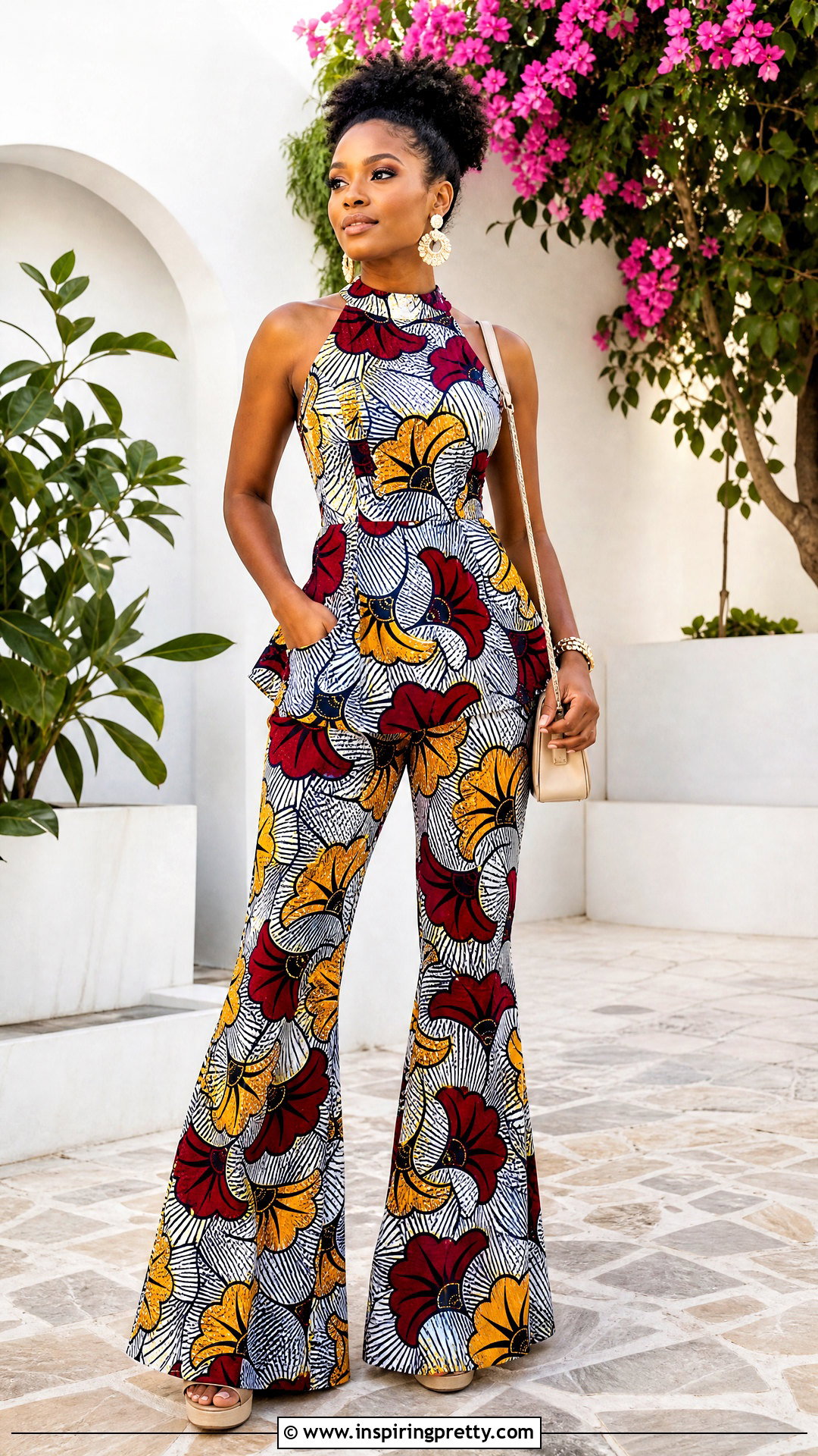 Ankara Halter Top And Flared Trousers - 25 trousers and tops ankara outfits