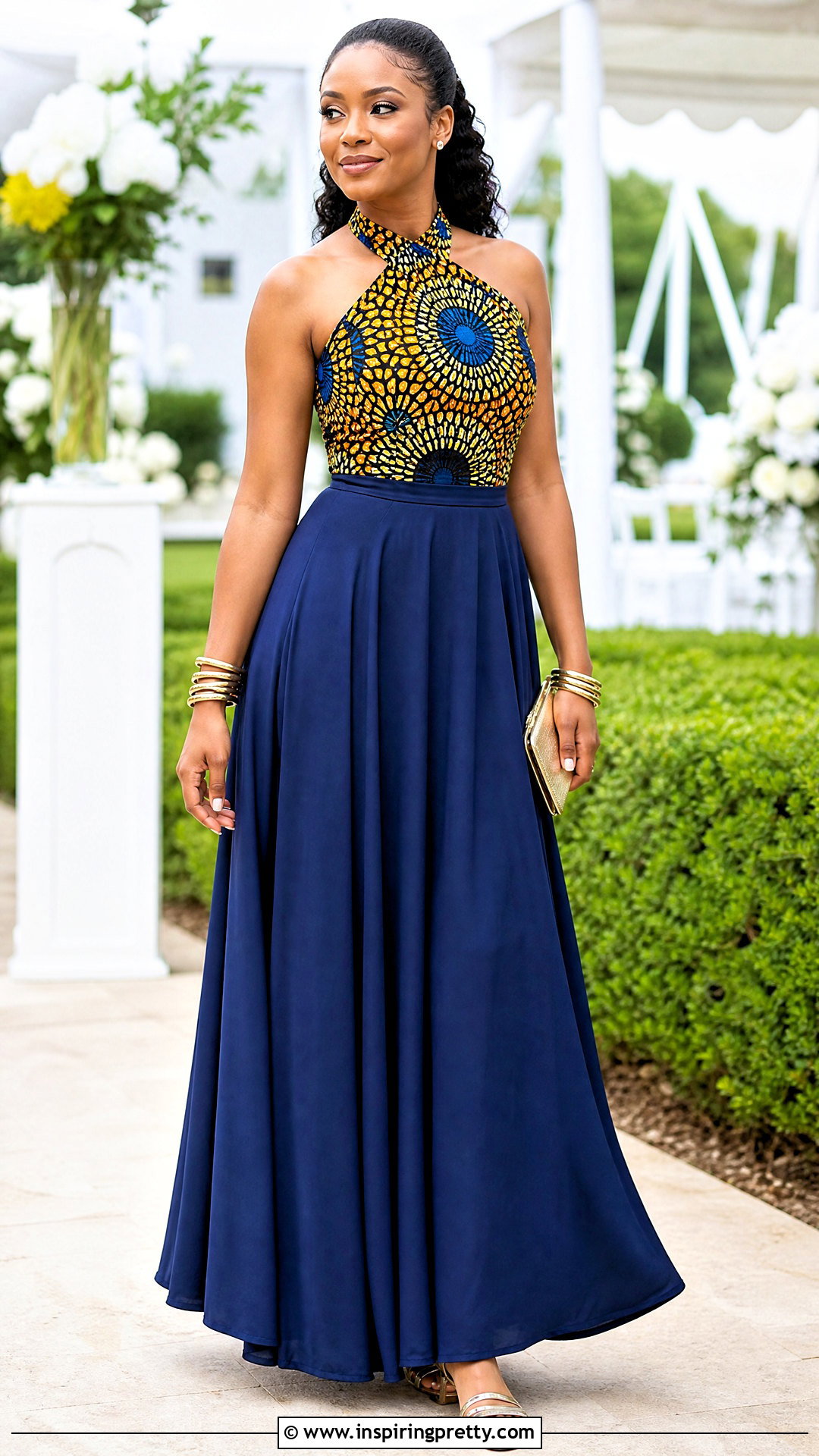 Ankara Halter Top With Maxi Skirt - 50 Simple Ankara Top Styles