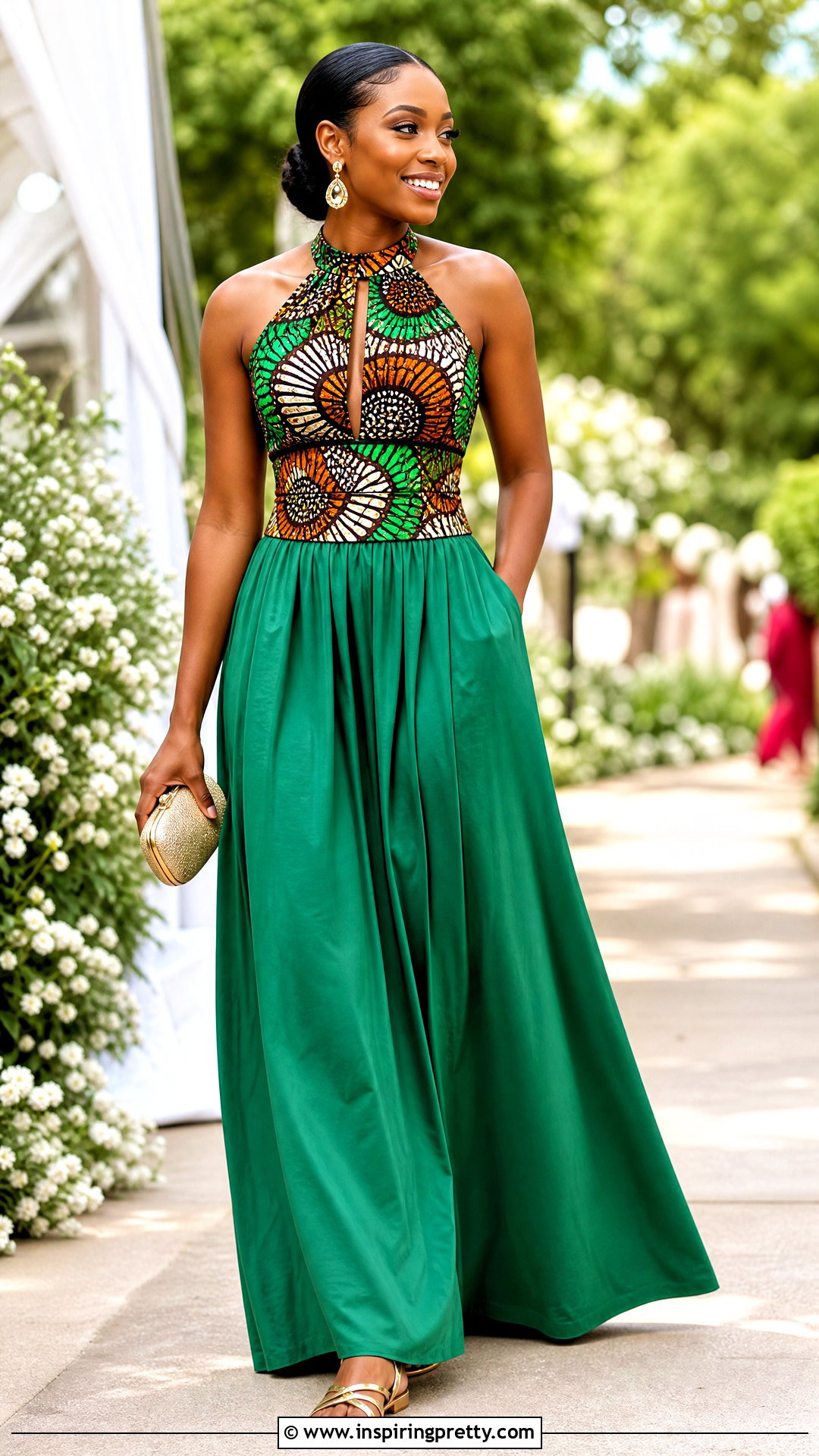 Ankara Halter Top With Maxi Skirt - 50 cute ankara tops outfit ideas