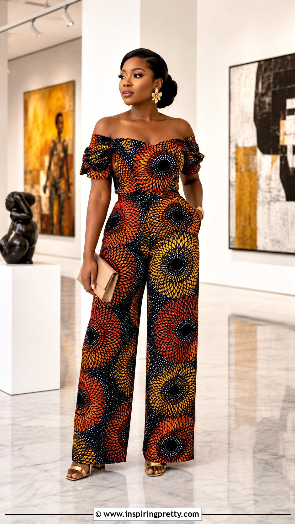 Ankara High Waisted Trousers And Off Shoulder Top - 50 ankara trousers and top for women