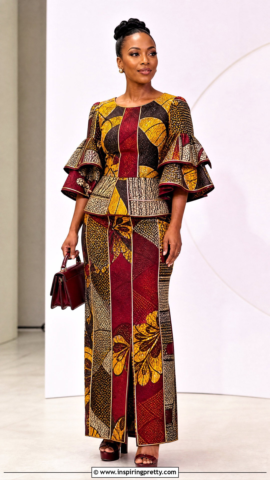 Ankara Layered Sleeve Top And Panel Maxi Skirt Outfit - 50 ankara top and skirt outfits
