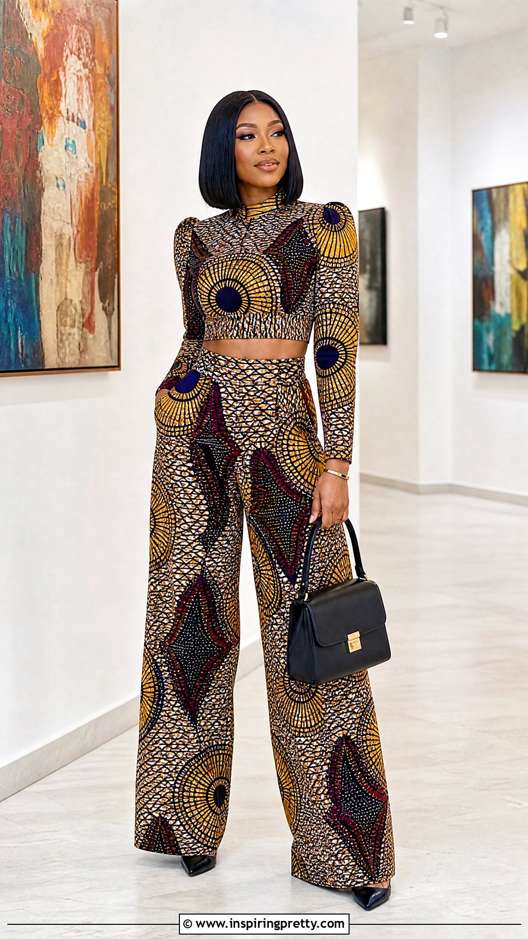 Ankara Long Sleeve Crop Top And Palazzo Pants - 50 ankara crop top and palazzo pants