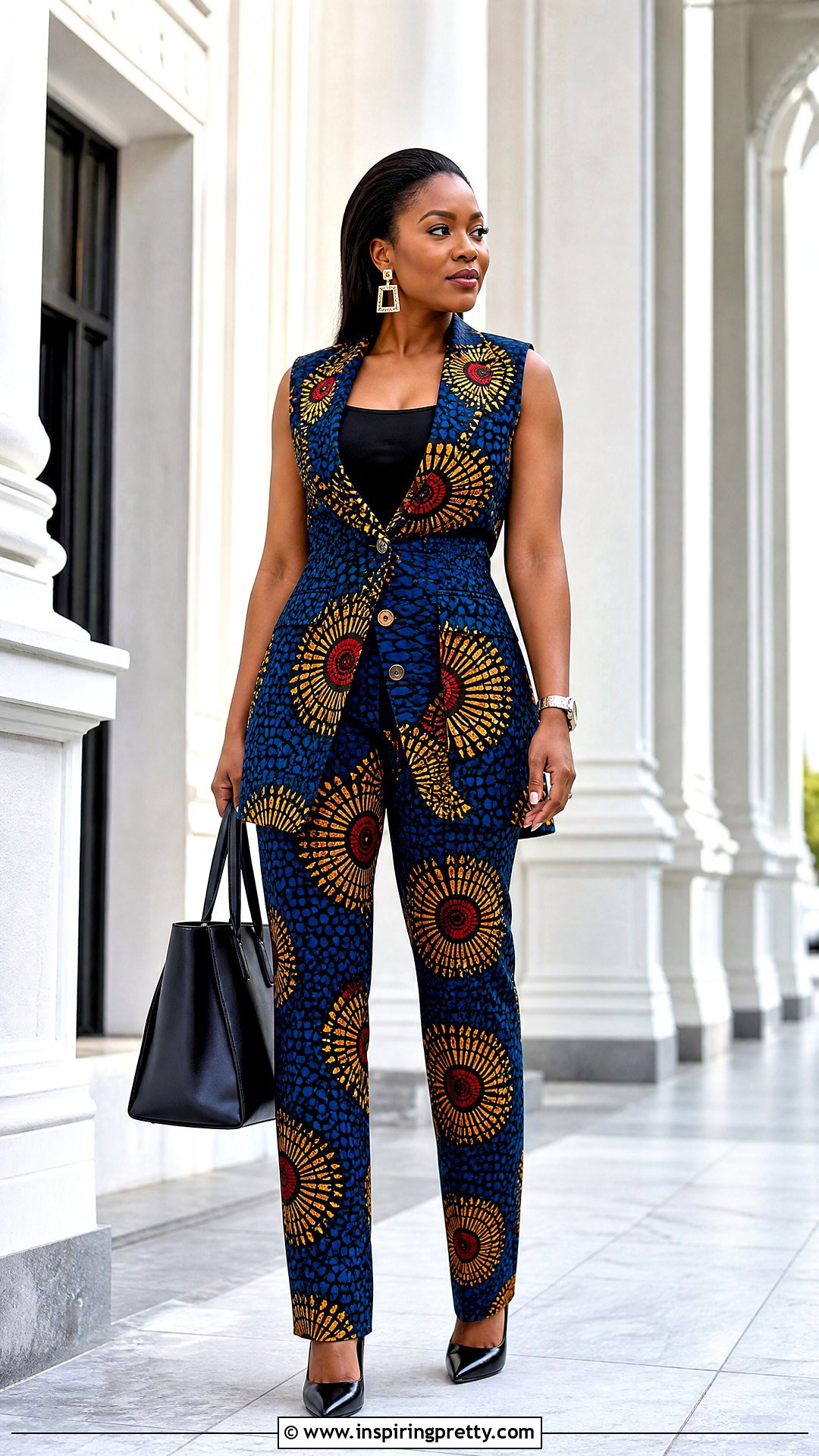 Ankara Long Vest Top And Tailored Trouser Set - 50 Ankara Two Pieces Trouser And Tops