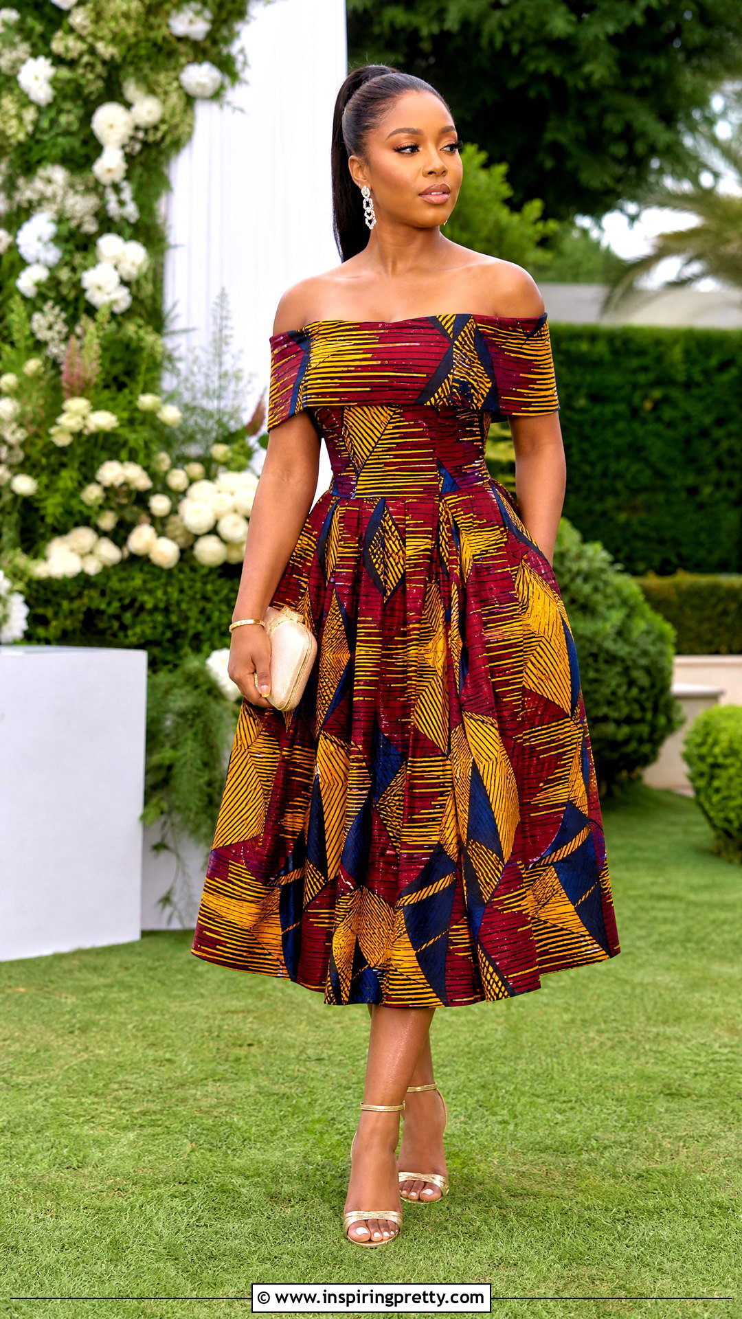 Ankara Off Shoulder Top And Flared Skirt Outfit - 50 ankara top and skirt outfits